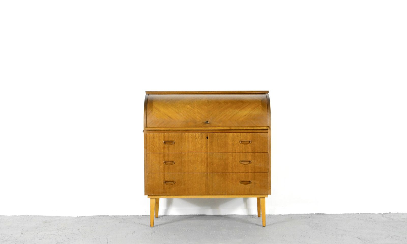Mid Century Swedish Teak Bureau/Desk With Rolling Top By Egon Ostergaard photo Furniture
