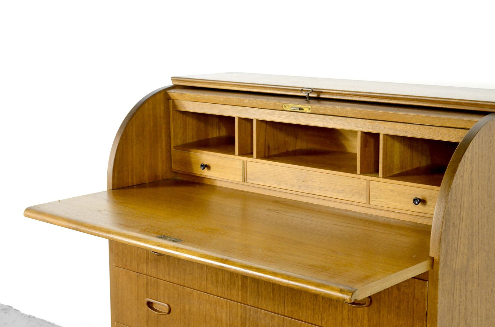 photo furniture Mid Century Swedish Teak Bureau/Desk With Rolling Top By Egon Ostergaard