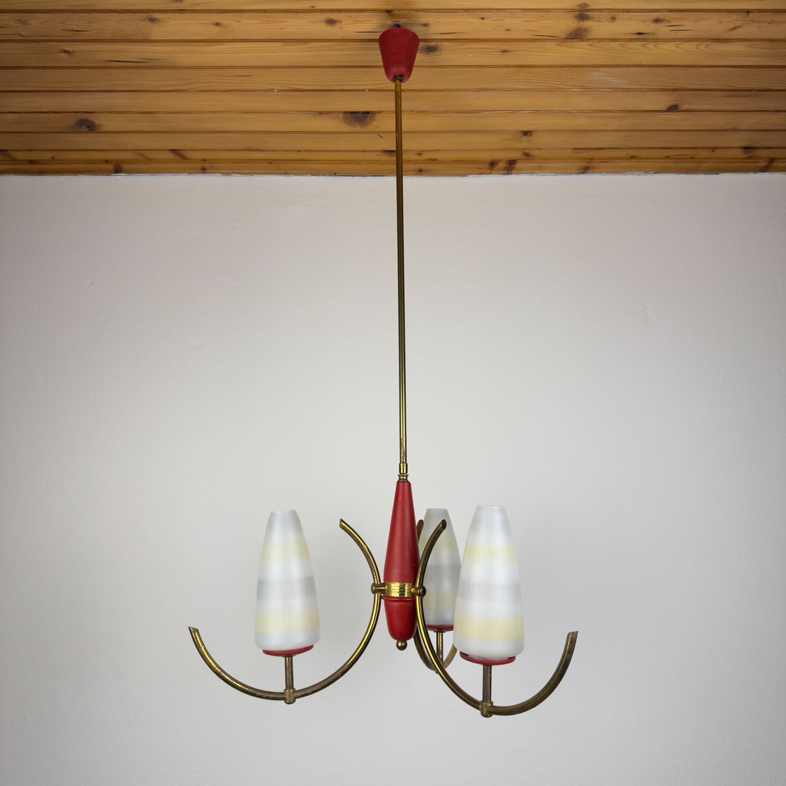 photo vintage Mid Century Stilnovo Chandelier, Italy 1940 50s