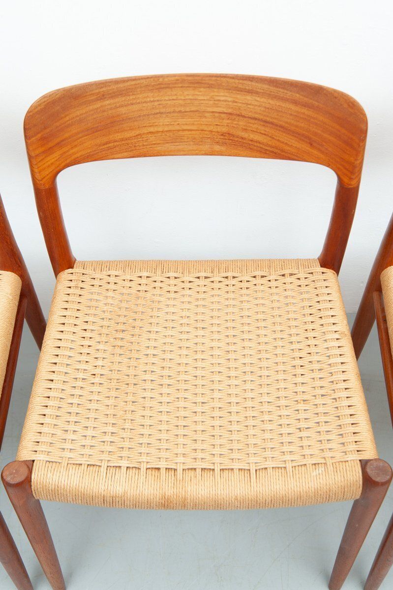 photo for sale Vintage Model 75 Dining Chairs In Teak By Niels Otto Møller For J. L. Møller Møbelfabrik, 1950s, Set Of 4