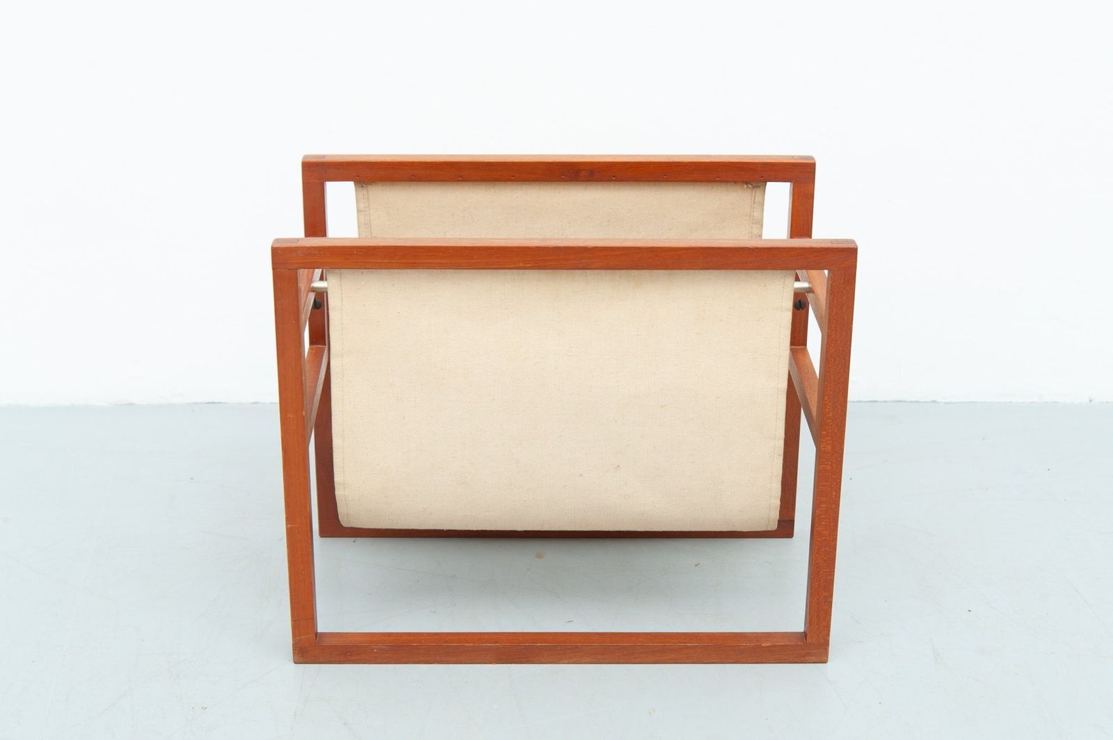 Newspaper Stand In Teak And Linen By Henning Wind Hansen For Sika Møbler, 1960s