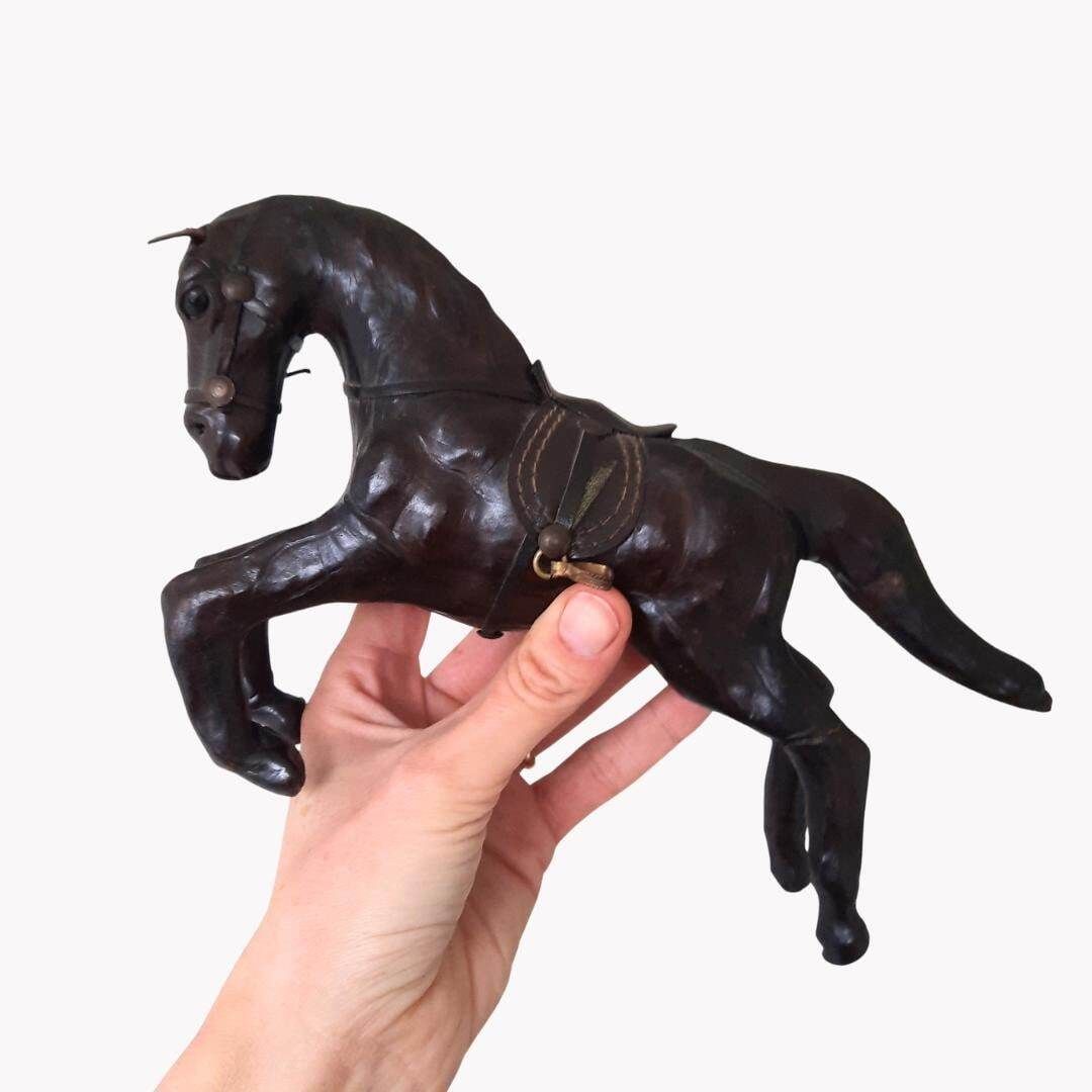 Mid Century Liberty's Style Leather Wrapped Horse Statue Equestrian Figure Sculpture photo vinterior