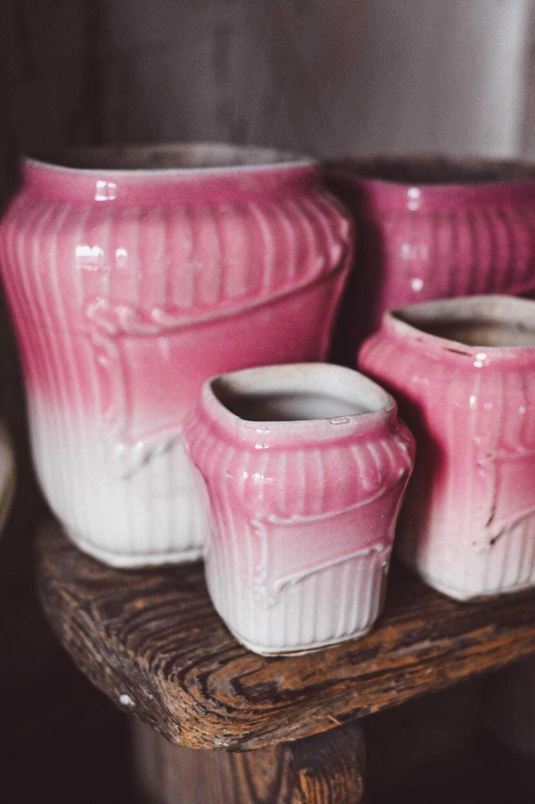 French Terre De Fer Pink Pottery Jars Set | Antique Ceramic Storage | Ombre Glaze | French Kitchen Decor 8 13.5cm photo 174.0