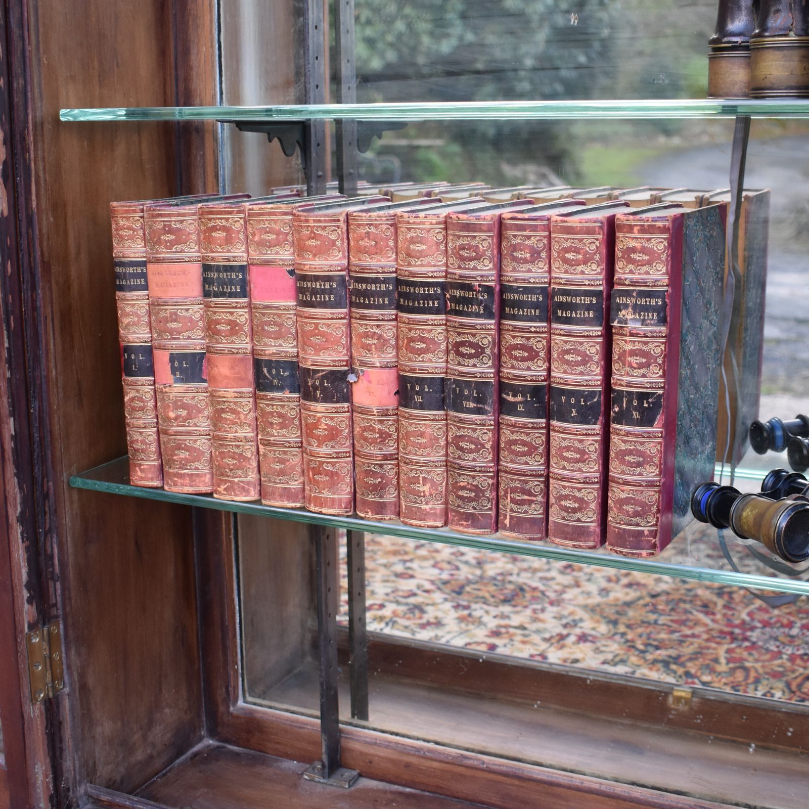 Antique 1842 1847 William Harrison Ainsworth Magazine Half Leather Books Set 11 photo buy