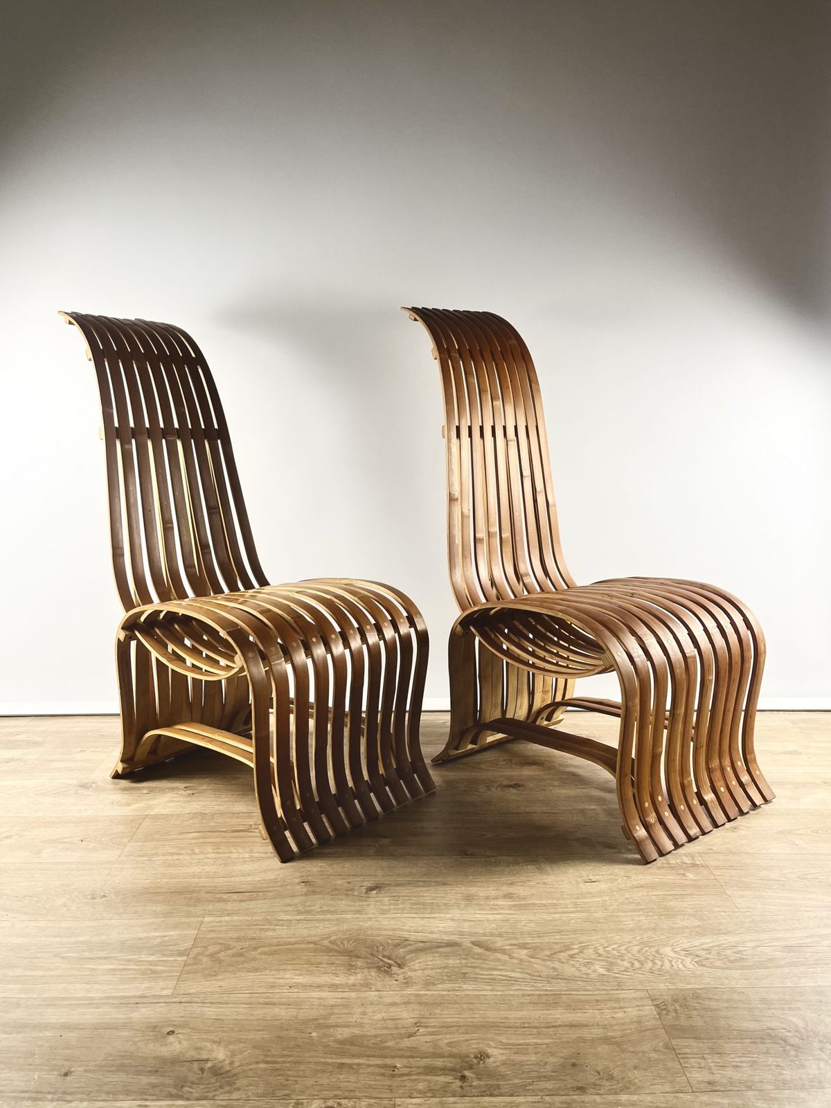 Sculptural Pair Of Bent Bamboo Chairs, Norwegian 1970s photo Furniture