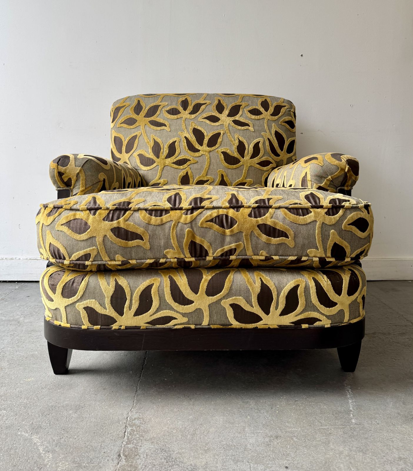 Howard Style Armchair With Yellow Floral Pattern By Century photo furniture