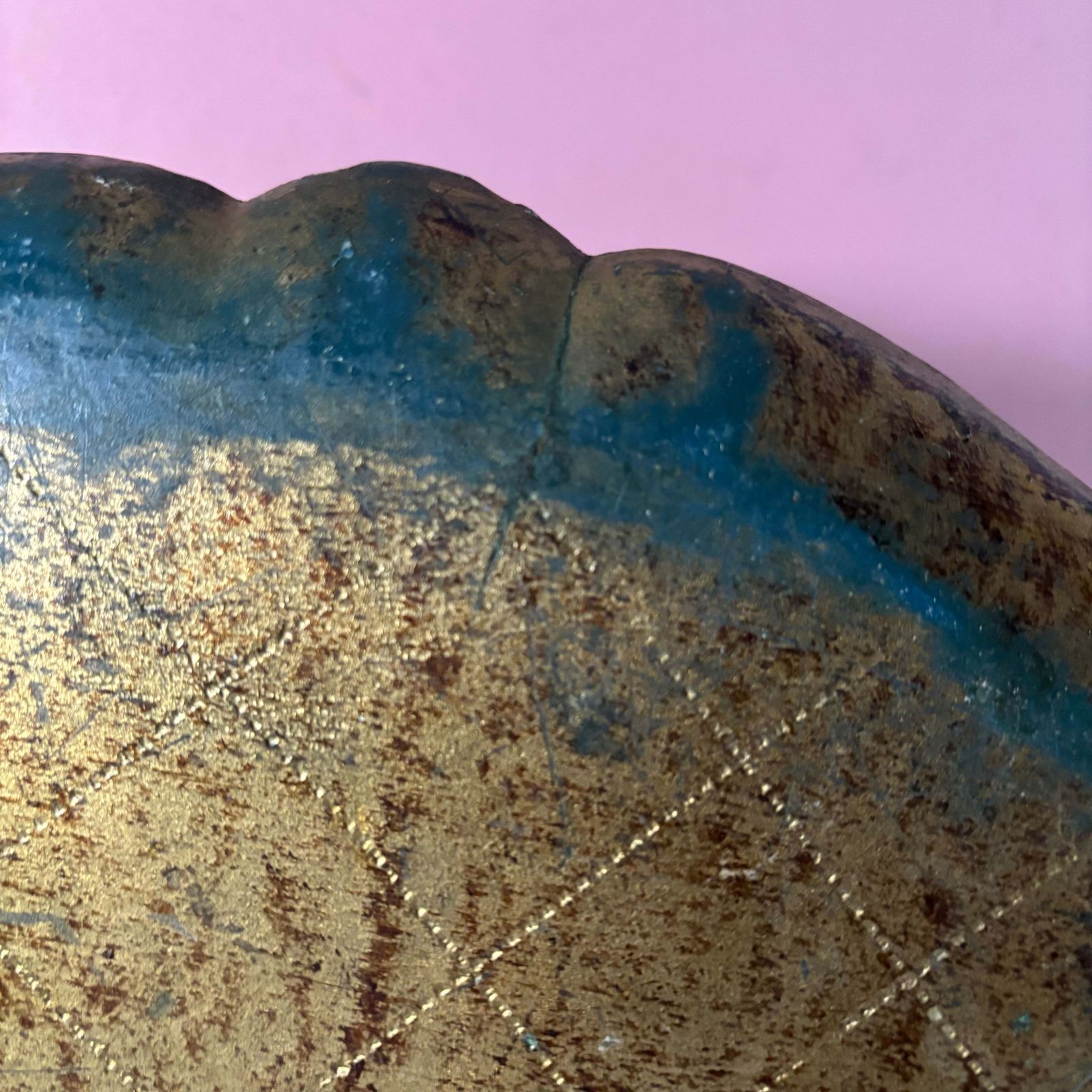 65.0 Large Distressed Green And Gold Florentine Tray photo