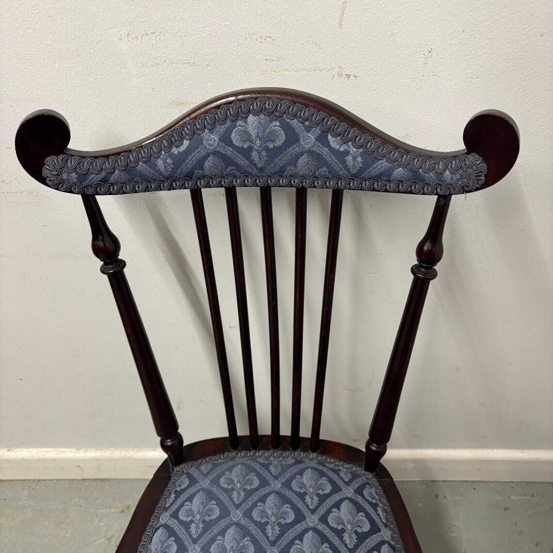Vintage Wooden Stick Back Chair With Upholstered Seat And Back photo vinterior