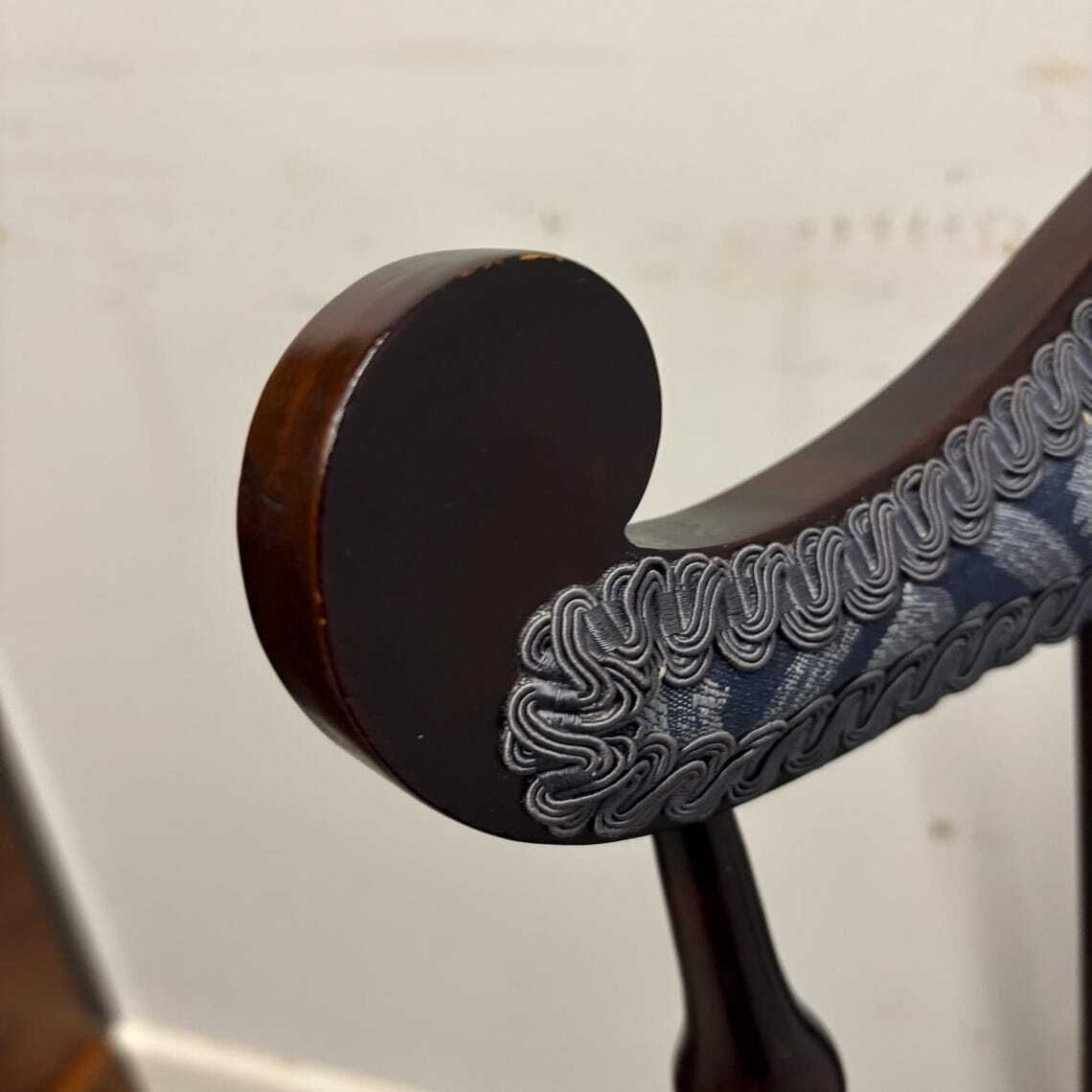 photo for sale Vintage Wooden Stick Back Chair With Upholstered Seat And Back