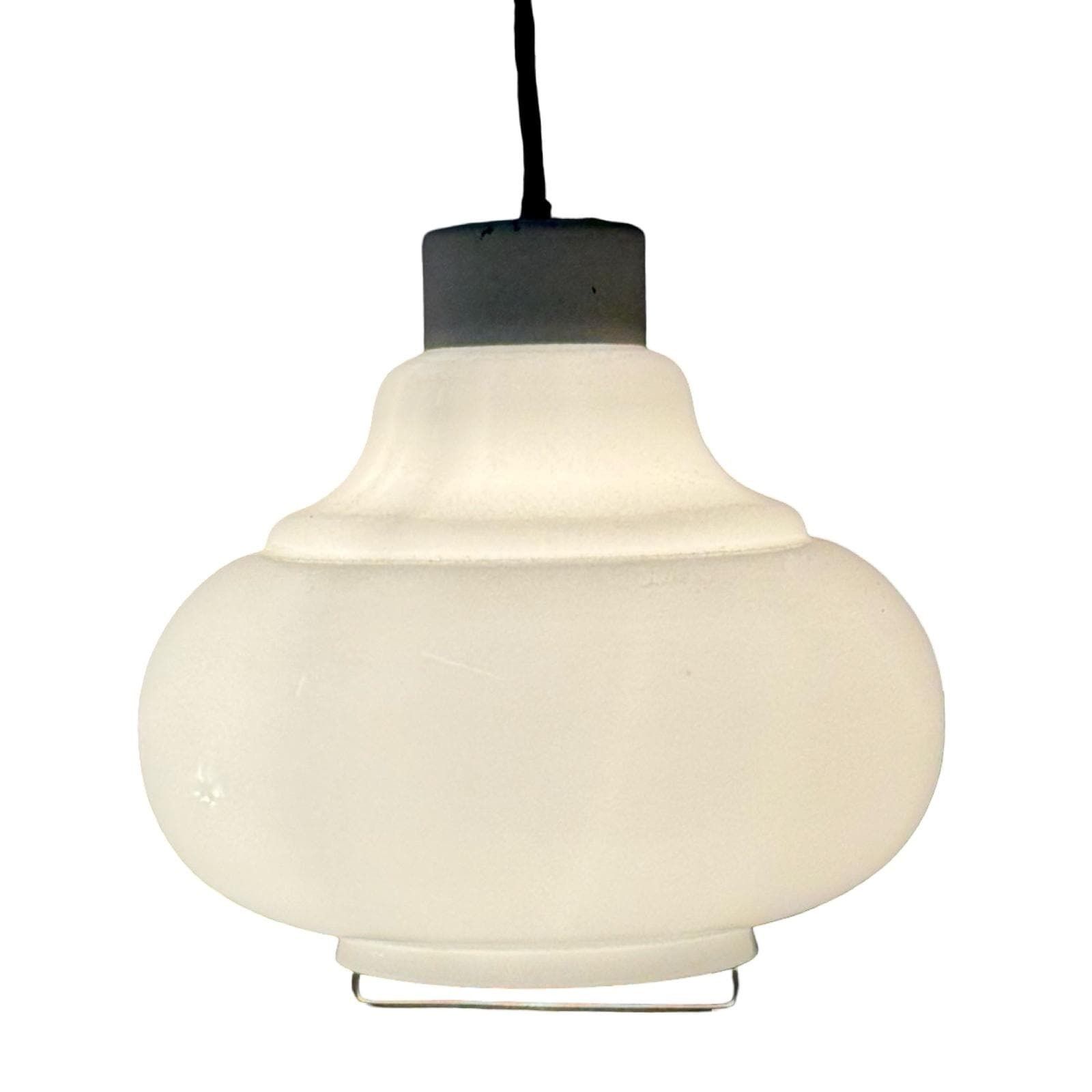 Vintage 50's Mcm Hanging Pendant   Pull Down / Adjustable   Czechoslovakia   Opaline Glass   Kamenický šenov photo vinterior