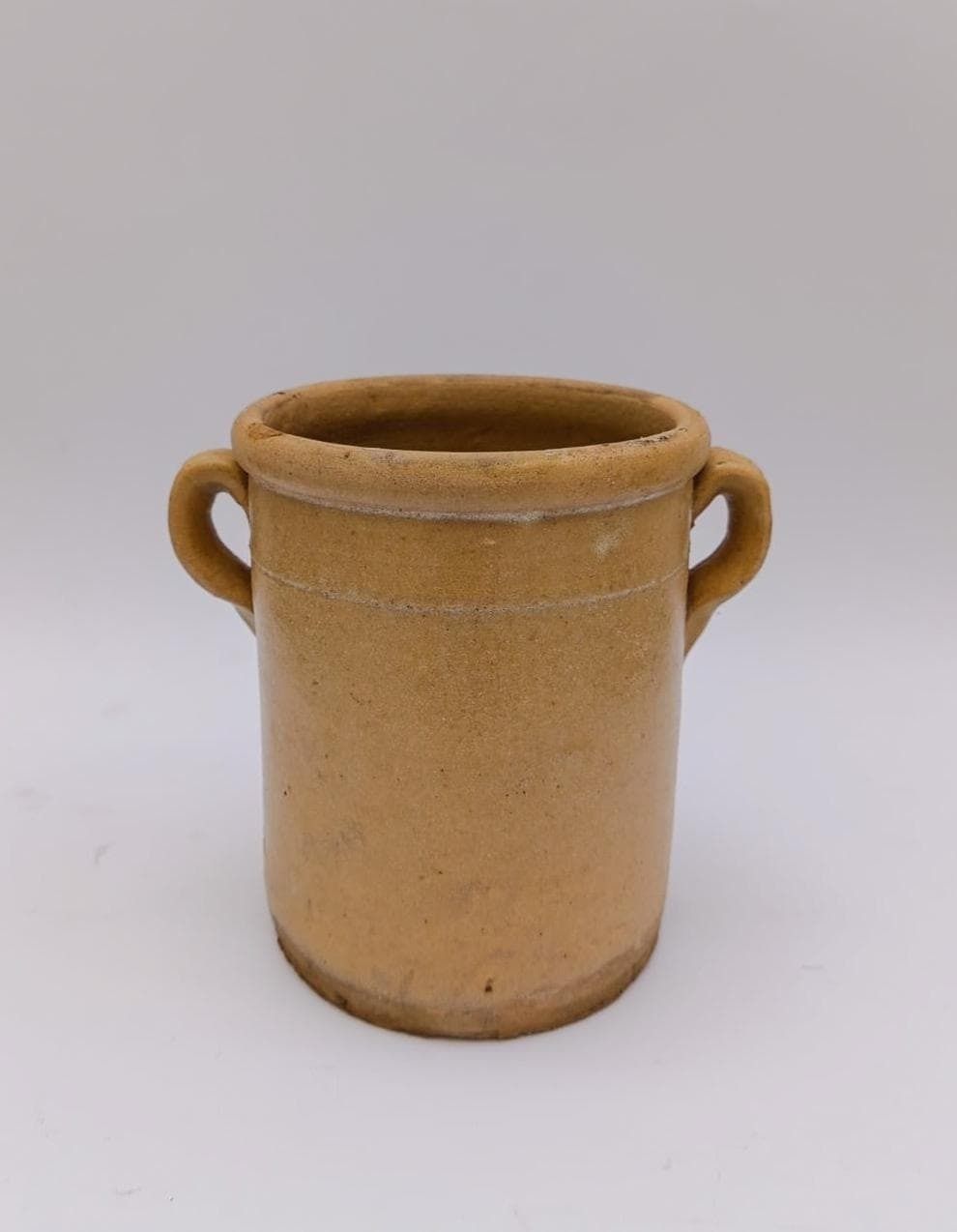 Antique Two Handled Container Made In Puglia Grottaglie Late 19th Century Ceramic Majolica Jar Vase