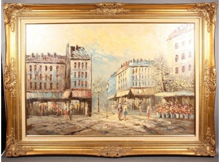 Caroline Burnett, Parisian Street Scene – Oil On Canvas – Signed & Framed