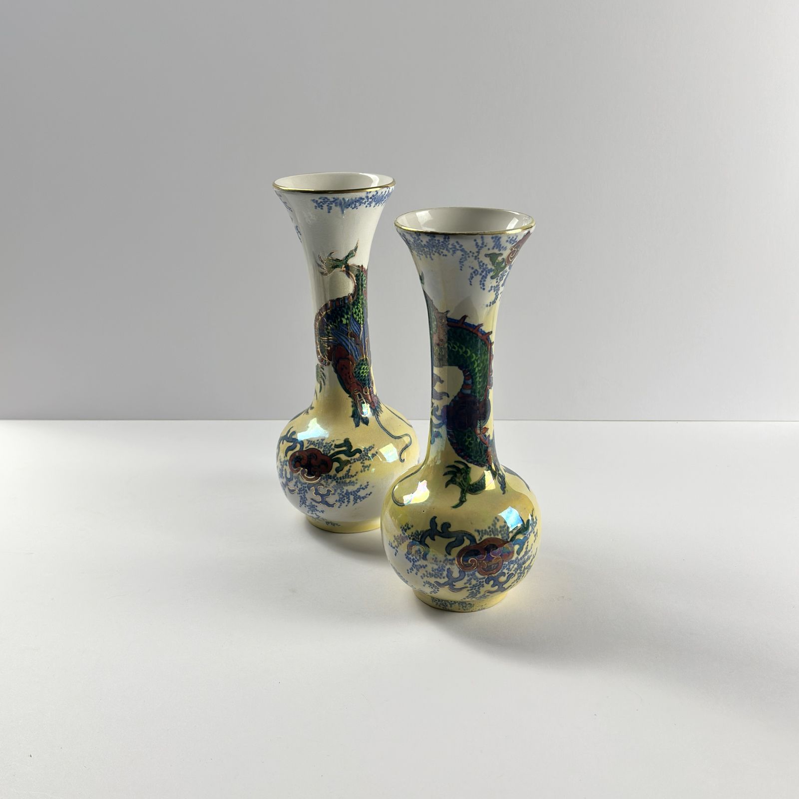 photo furniture Pair Of Frederick Rhead Dragon Vases, Bursley Ware, Staffordshire, 1930s