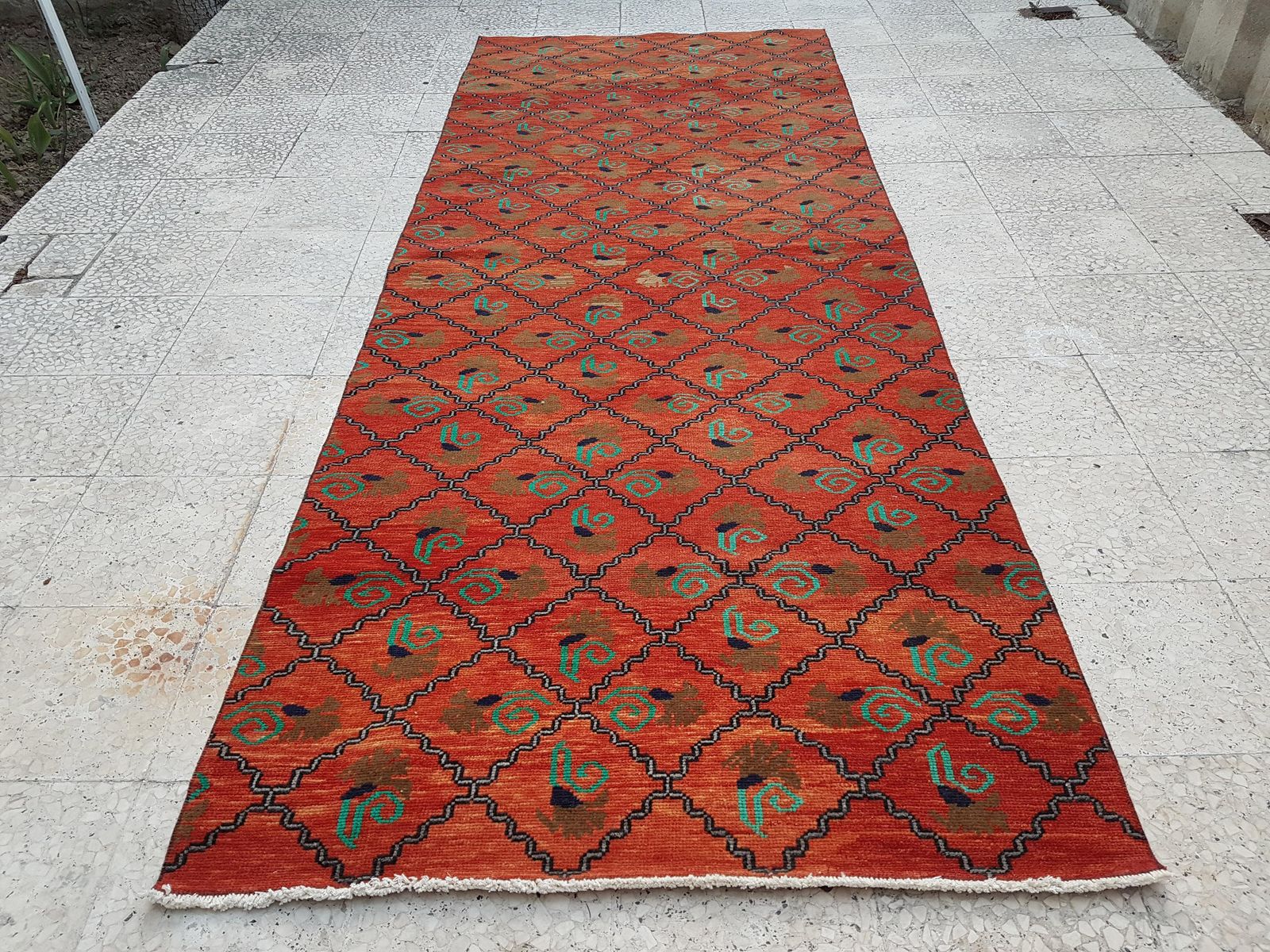 1960s Turkish Oushak Wide Rug   Red Carpet 3'10" X 10' photo furniture