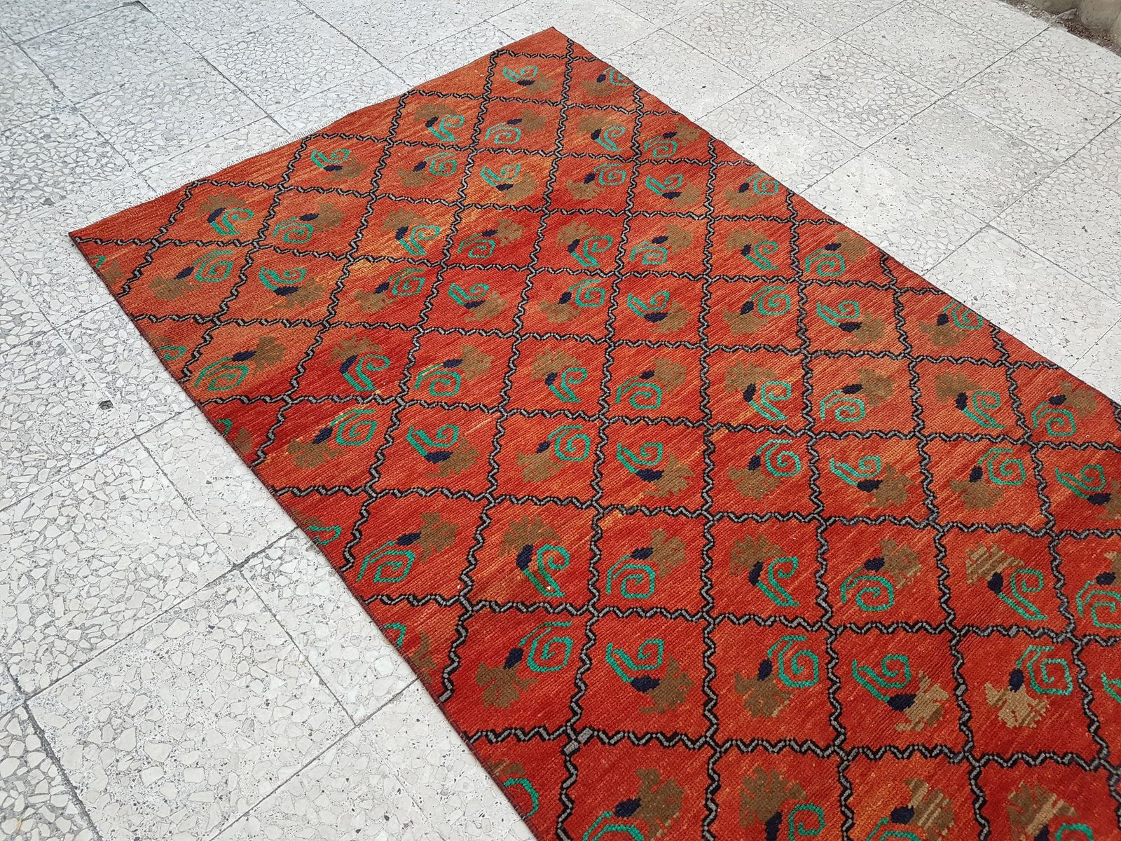 1960s Turkish Oushak Wide Rug   Red Carpet 3'10" X 10' photo 600.0
