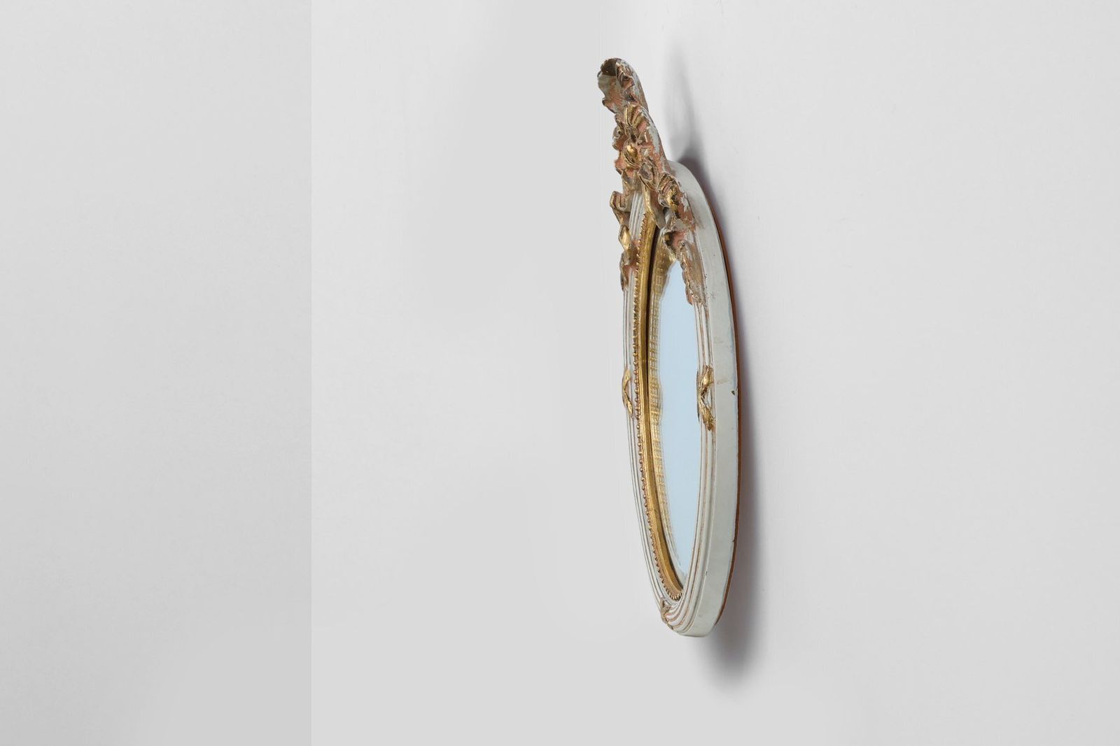 photo furniture Louis XVI Baroque Style Mirror In Carved Wood, France, 1950s