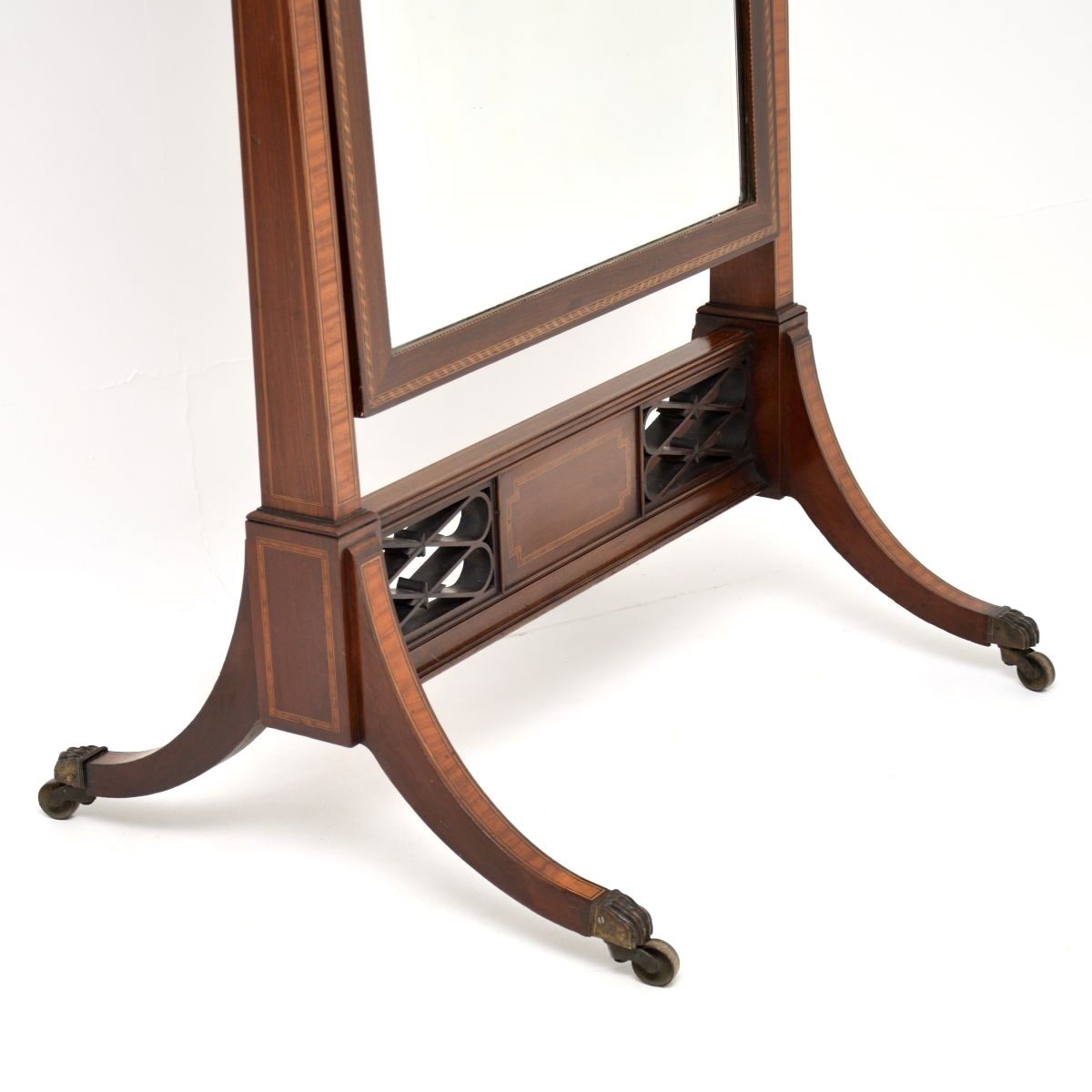 Antique Edwardian Inlaid Mahogany Cheval Mirror photo Home Decor
