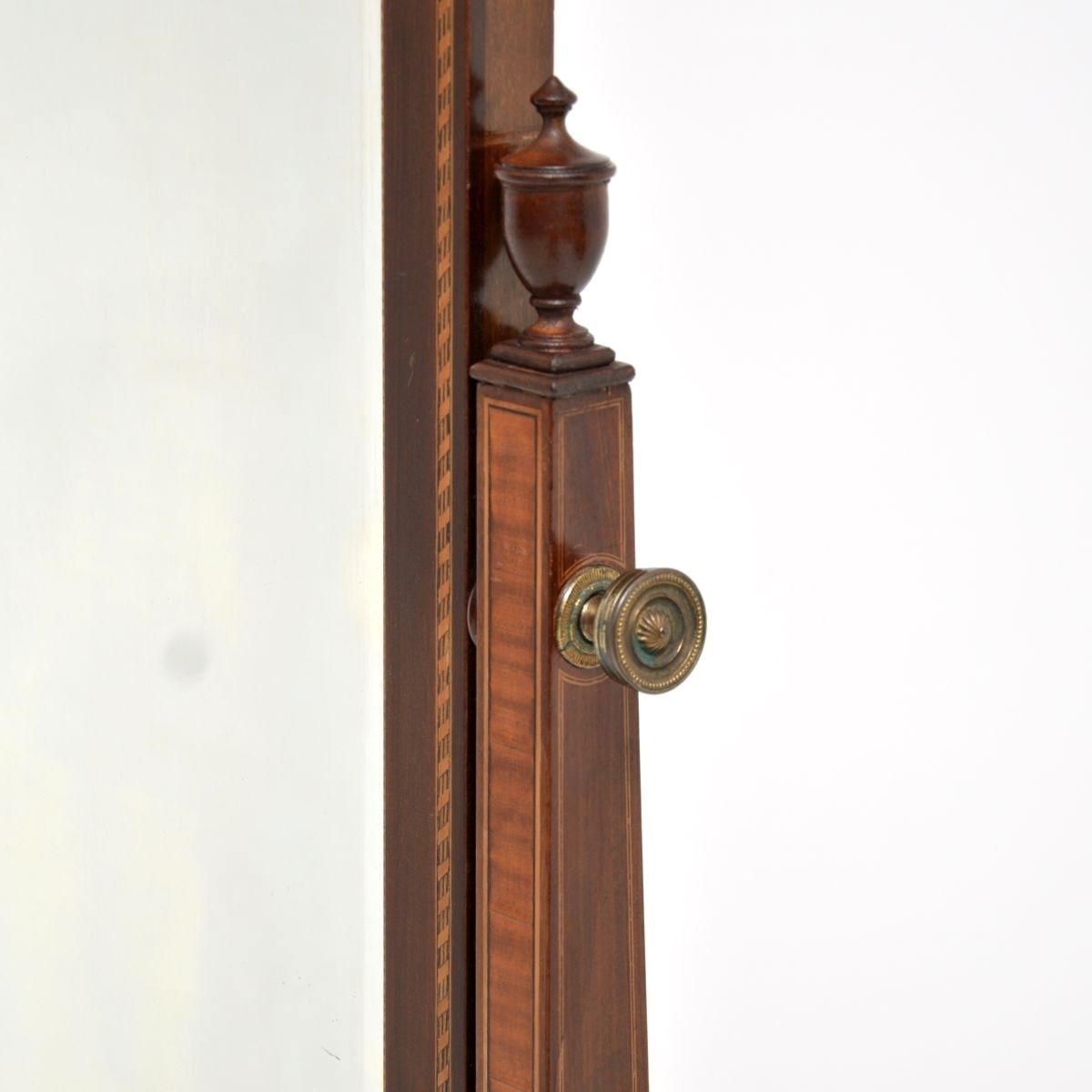 photo furniture Antique Edwardian Inlaid Mahogany Cheval Mirror