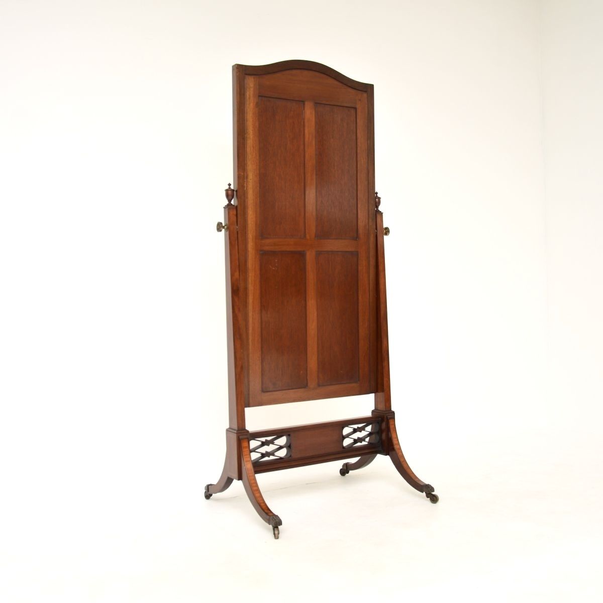photo for sale Antique Edwardian Inlaid Mahogany Cheval Mirror