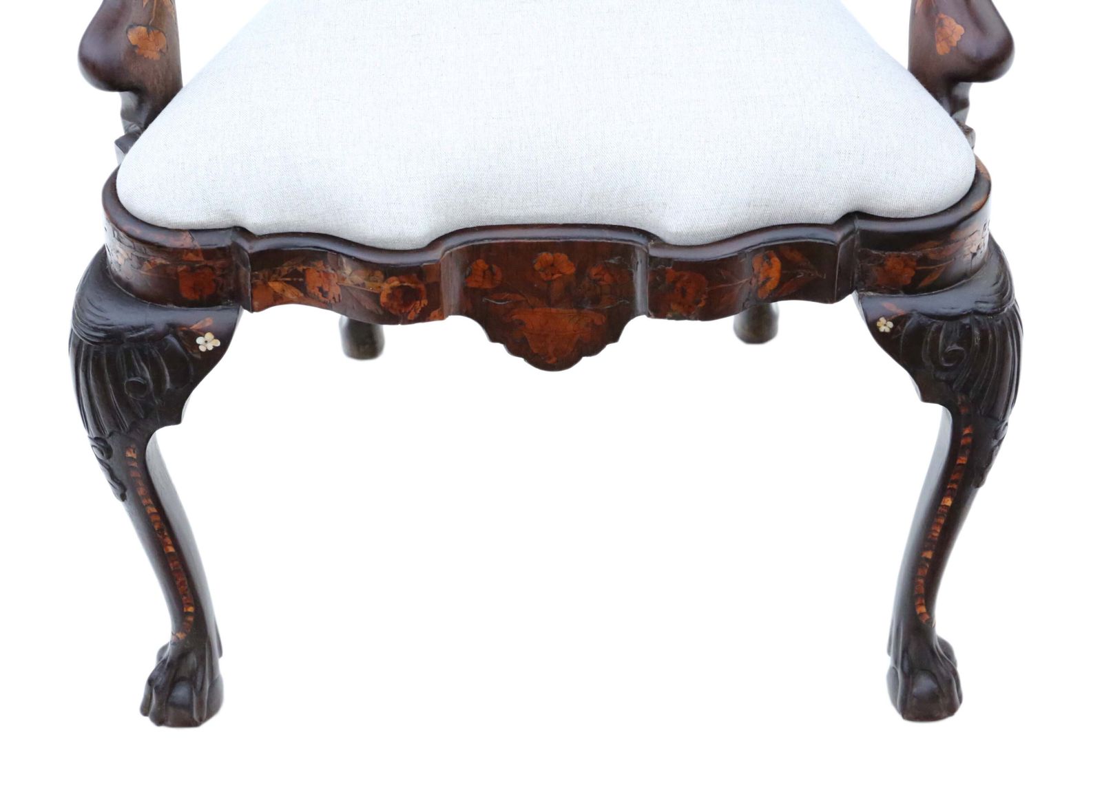 Antique 18th Century Dutch Marquetry Elbow Arm Chair  Fine Quality Carver photo 2495.0