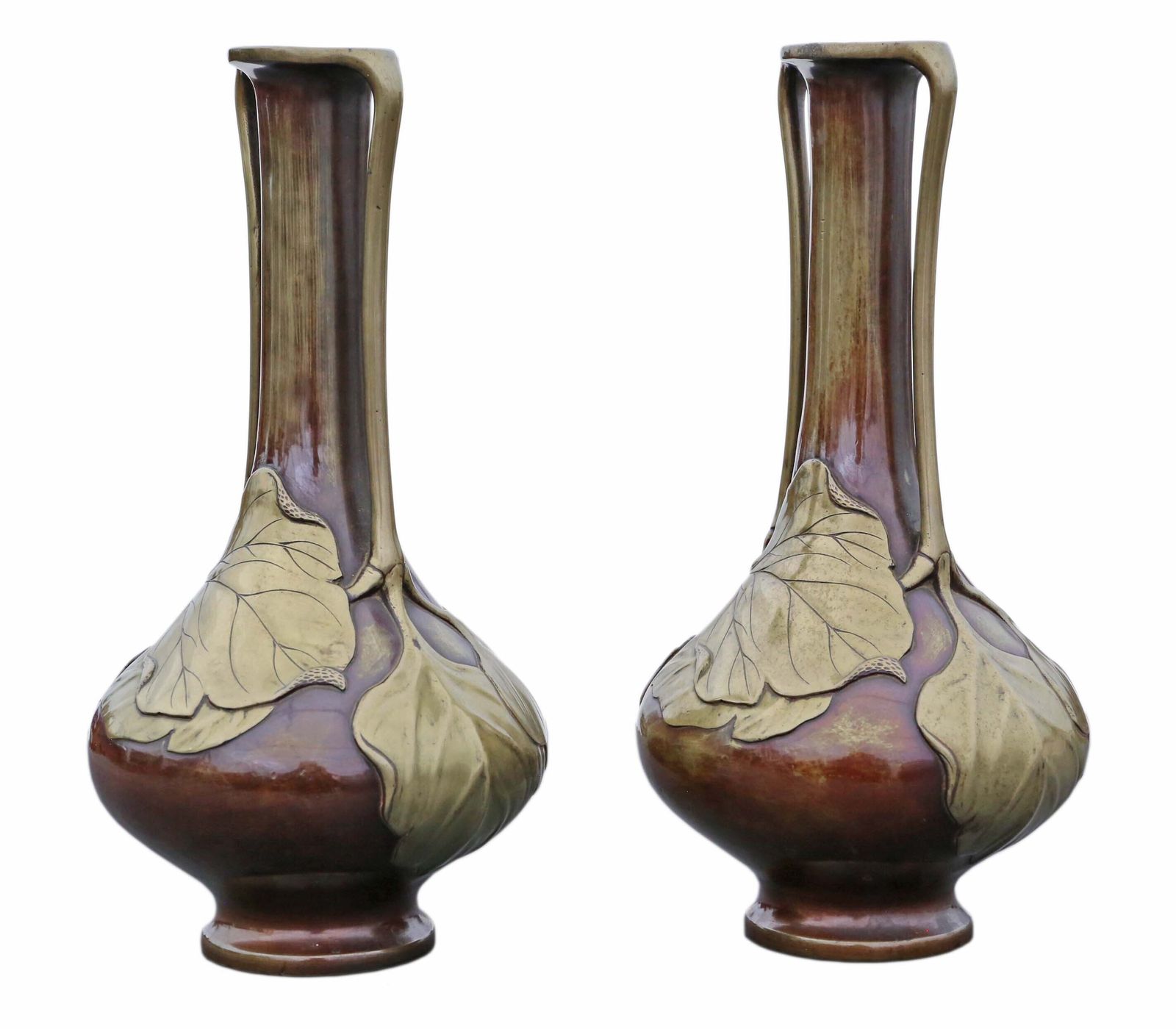 Pair Of Large Fine Quality Japanese Meiji Mixed Metal Vases   Antique, C.1910