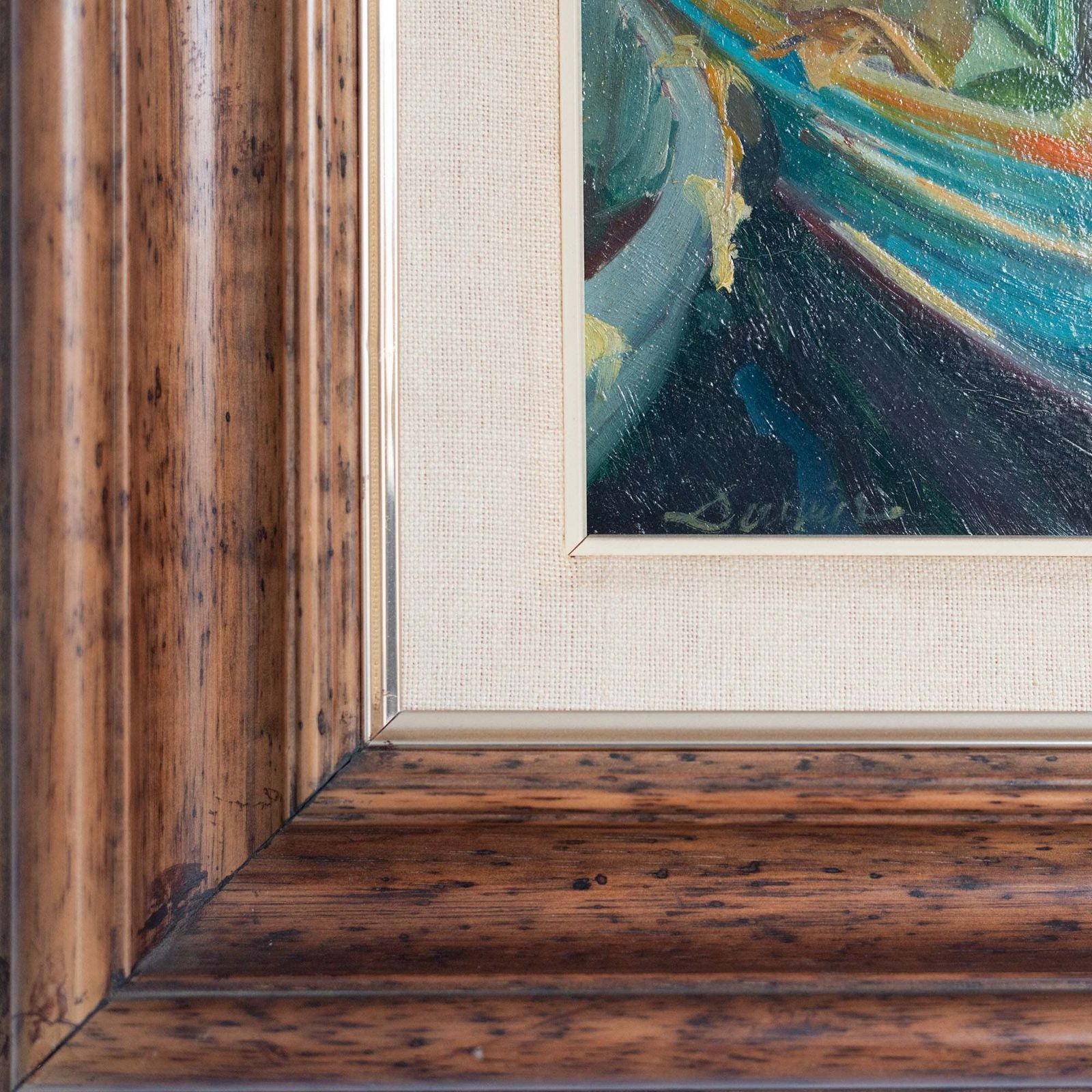 photo furniture Twee Post Impressionistische Olieverfschilderijen – Visser En Vissersboten