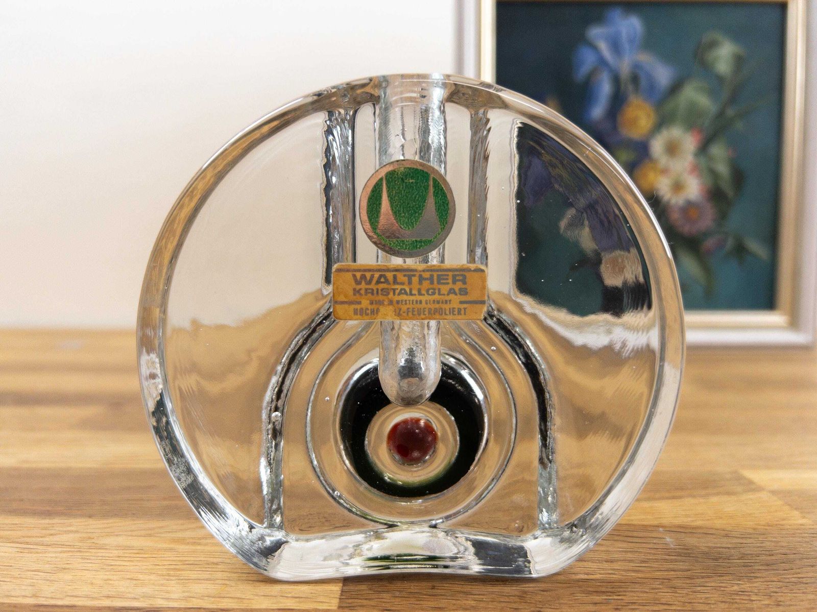 Walther Glass Wheel Vases: 1960s Solifleur Pair With Bullseye Motif photo buy