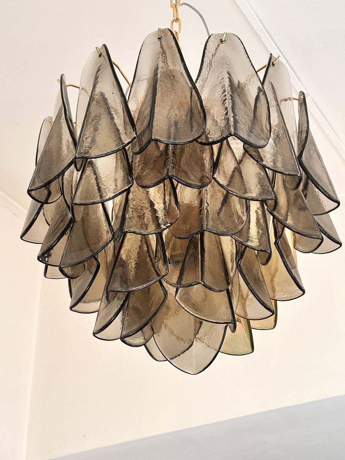 Contemporary Modern Smoked Fumè "Rondini" Murano Glass Chandelier photo for sale