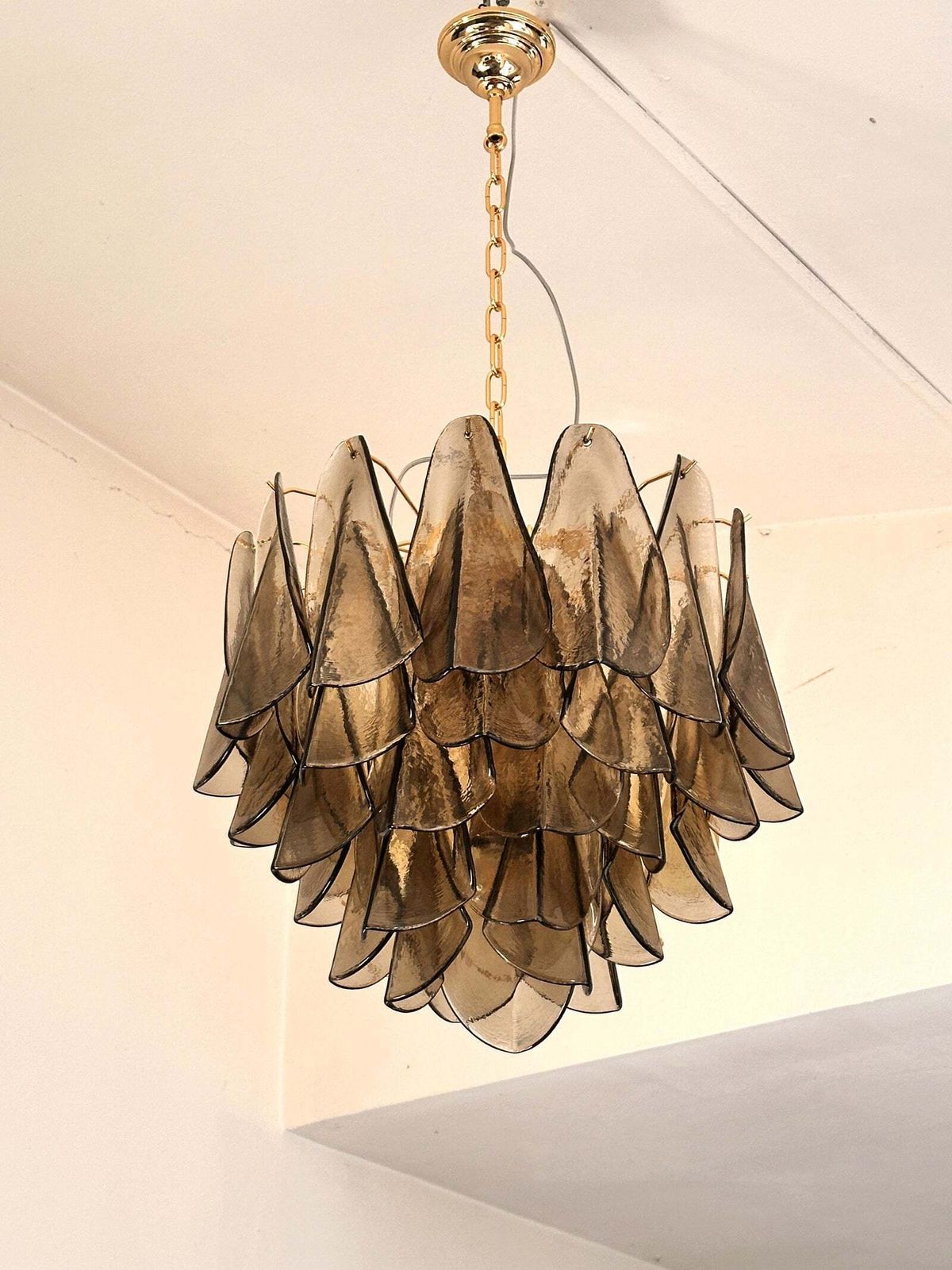Contemporary Modern Smoked Fumè "Rondini" Murano Glass Chandelier photo Lighting
