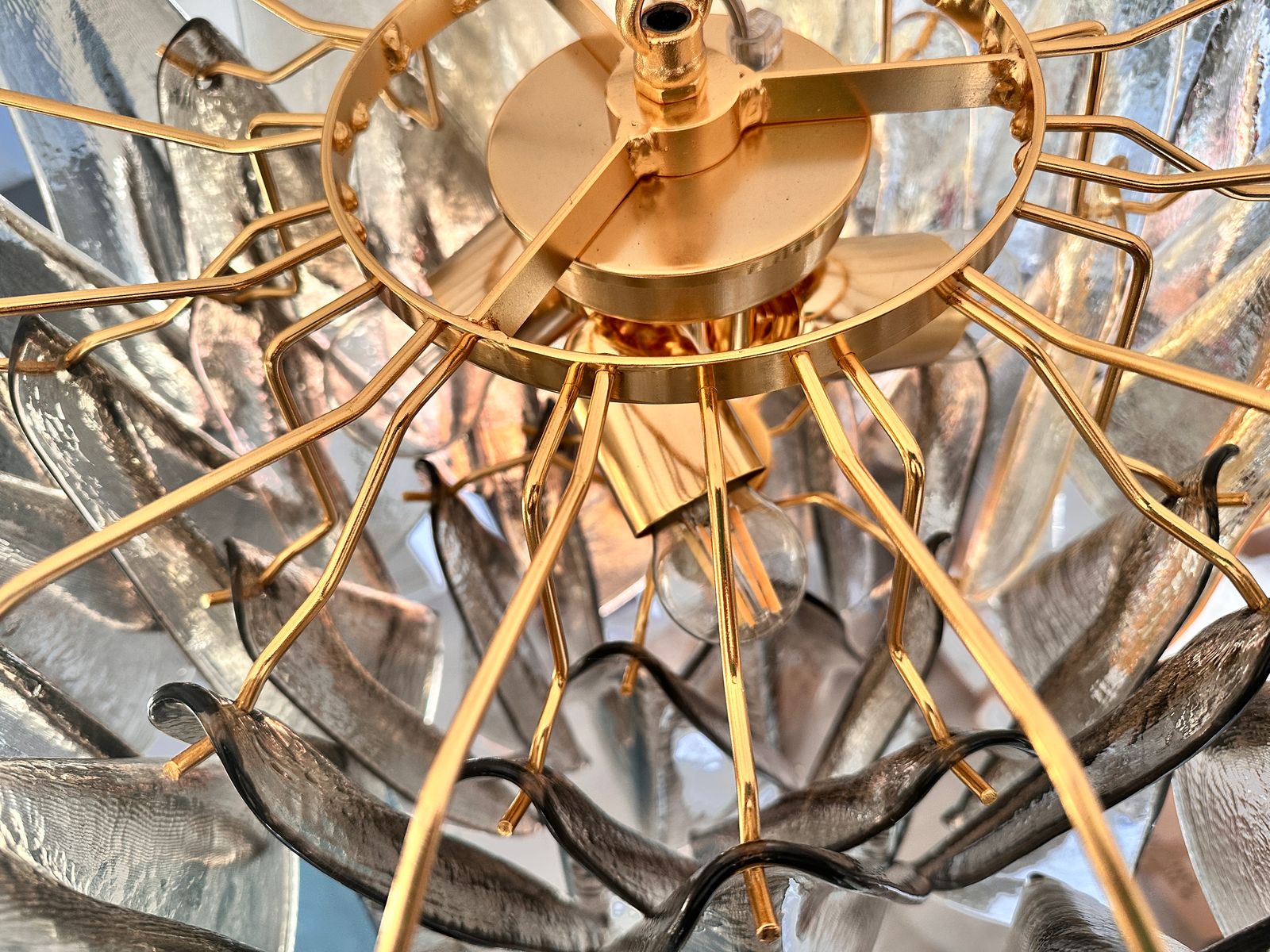 Contemporary Modern Smoked Fumè "Rondini" Murano Glass Chandelier photo vinterior