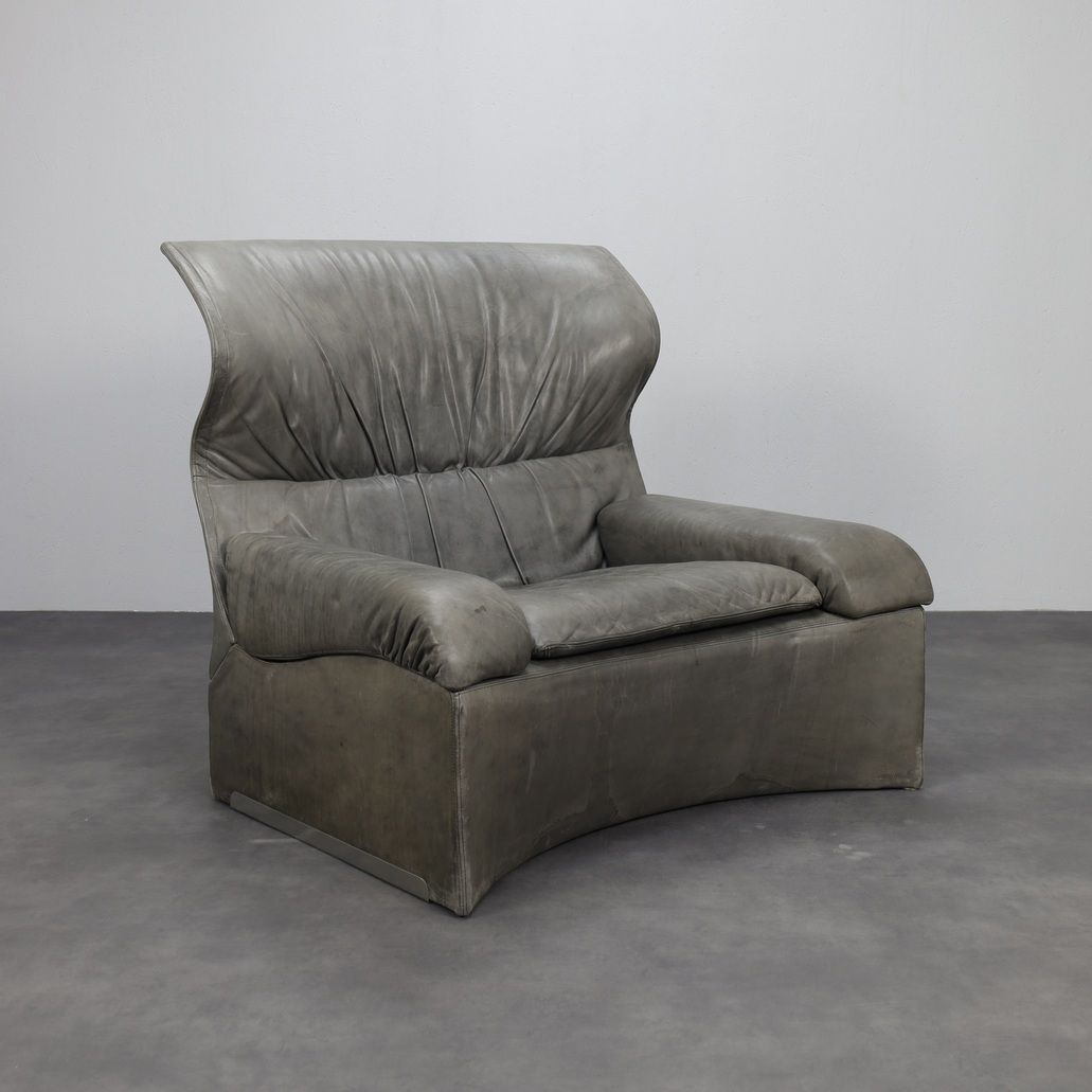 Vela Alta Leather Lounge Chair And Ottoman By Giovanni Offredi For Saporiti, Italy, 1970s photo furniture