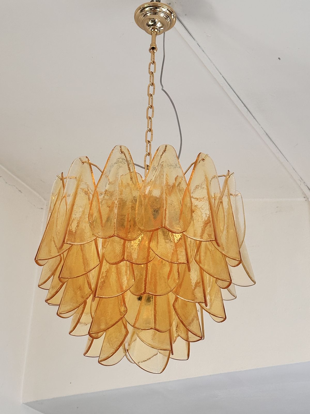 Contemporary Modern Amber "Rondini" Murano Glass Chandelier. photo furniture