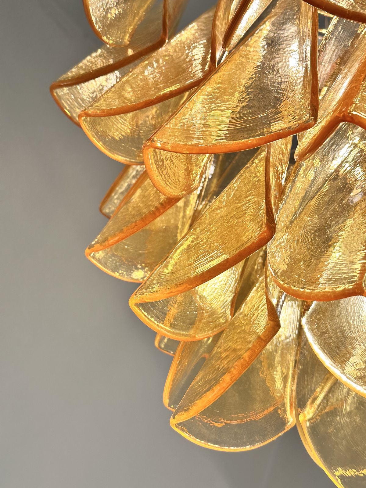 Contemporary Modern Amber "Rondini" Murano Glass Chandelier. photo for sale
