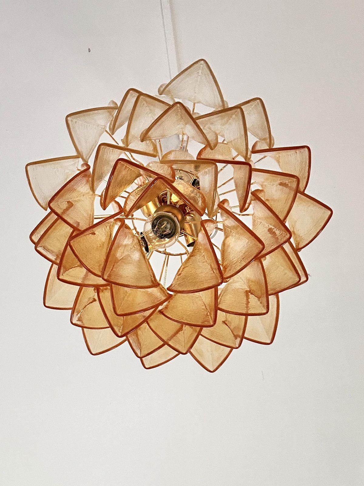 Contemporary Modern Amber "Rondini" Murano Glass Chandelier. photo vinterior