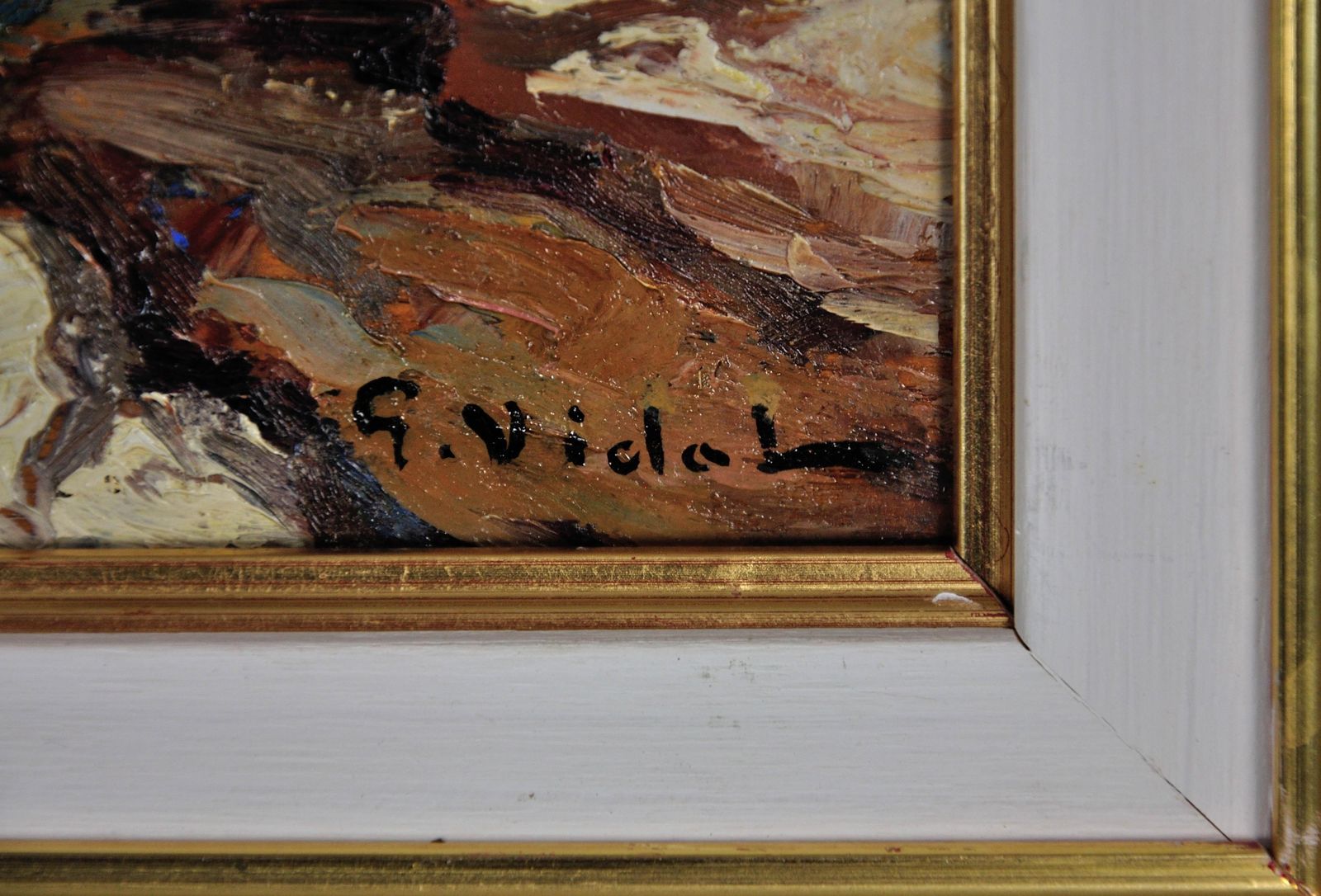 Gustave Vidal 1895 To 1966. French. Pêcheurs Sur Les Rochers. 1930s Framed Original Côte D'azur Oil Painting. photo for sale