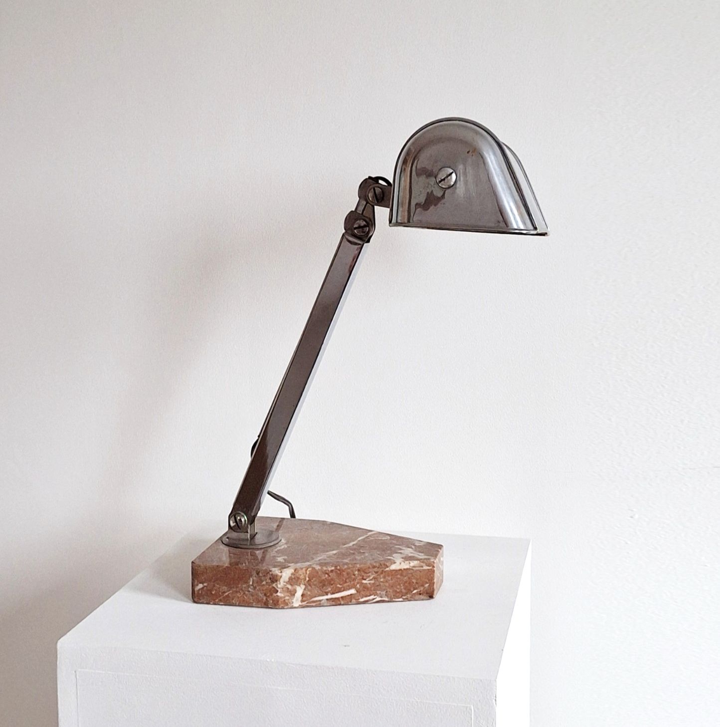 Art Deco Chrome Bankers Lamp Marble Base Bauhaus photo furniture