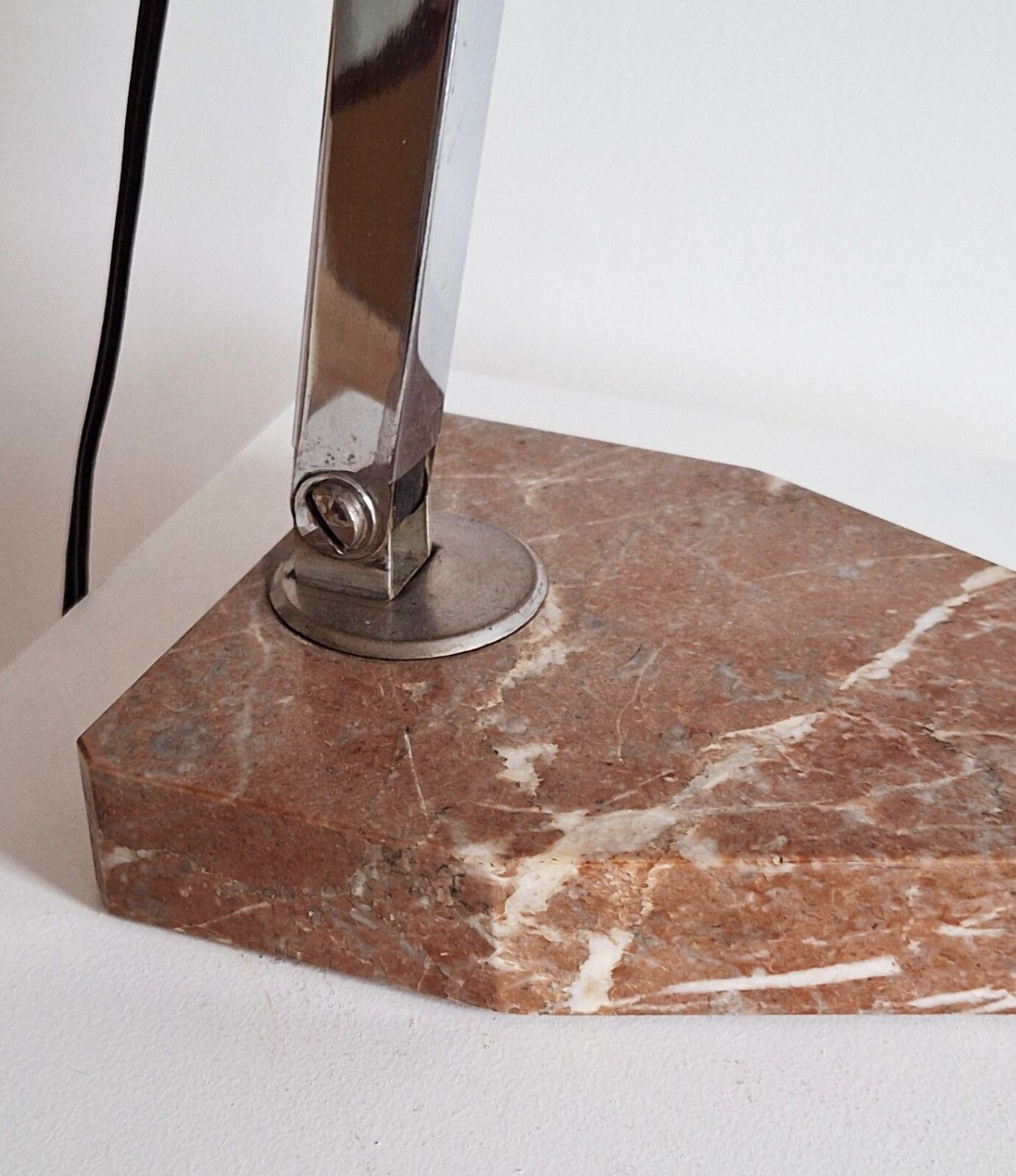 Art Deco Chrome Bankers Lamp Marble Base Bauhaus photo vinterior