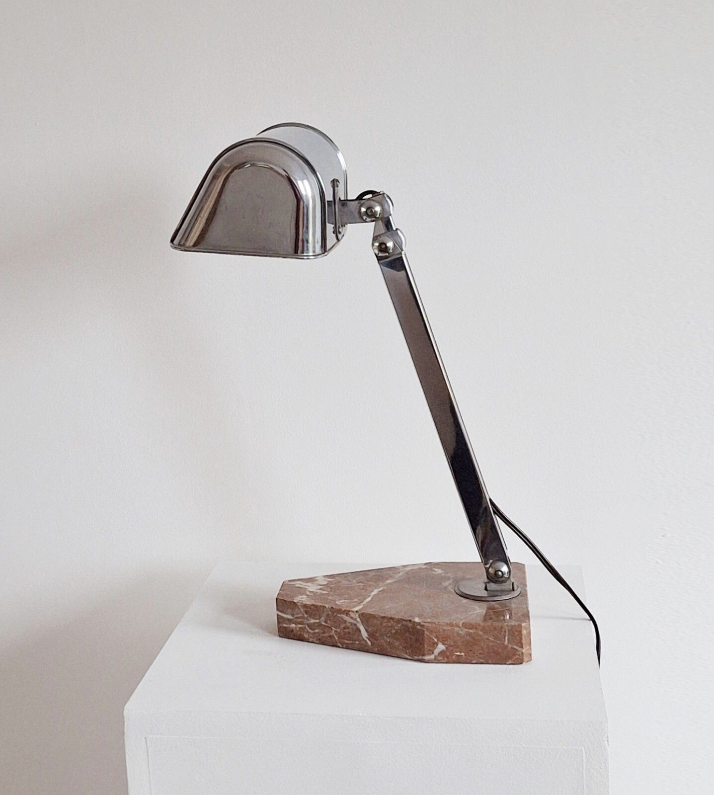 photo buy Art Deco Chrome Bankers Lamp Marble Base Bauhaus