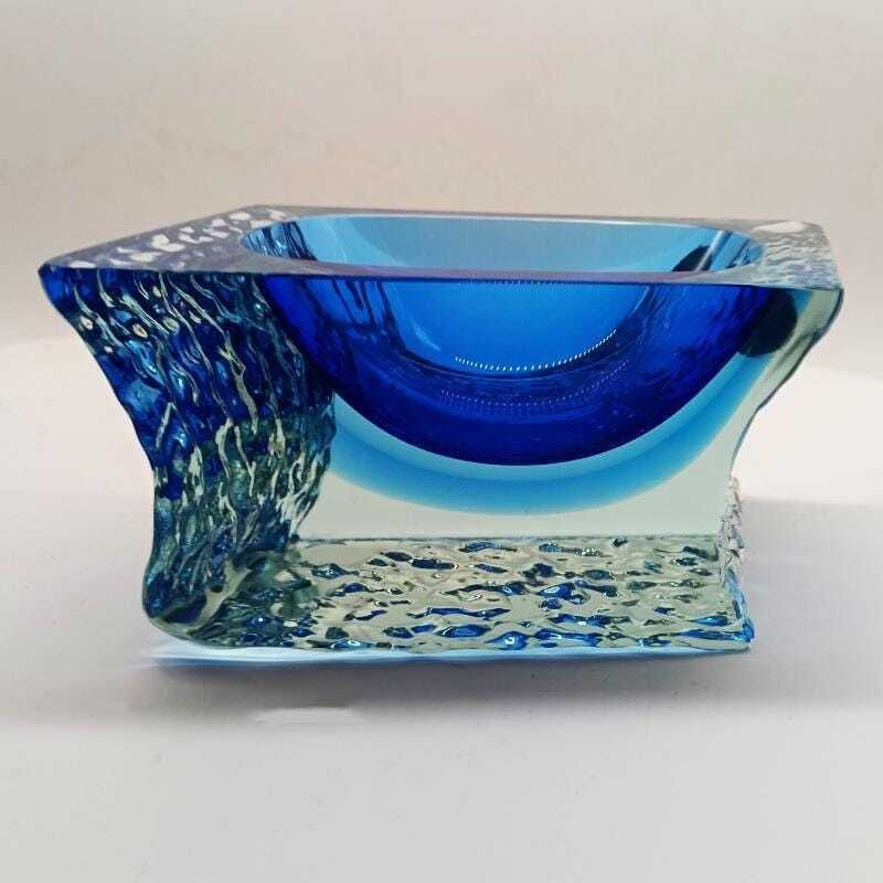 1960s Ashtray Or Catch All In Hand Worked Murano Glass By Flavio Poli For Seguso. Made In Italy photo 253.0