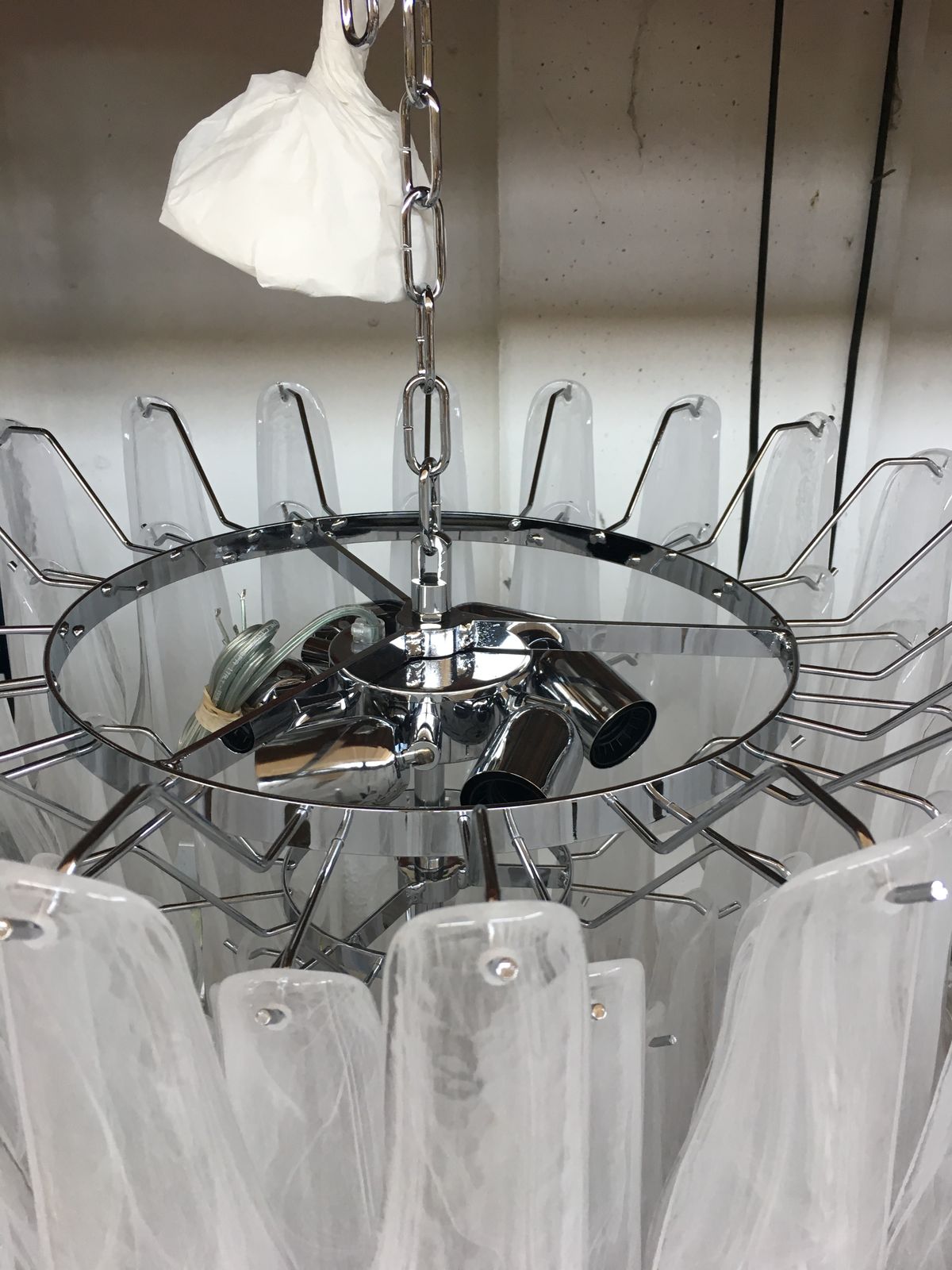Contemporary Murano Glass Chandelier Italian Sella Alabastro photo vinterior