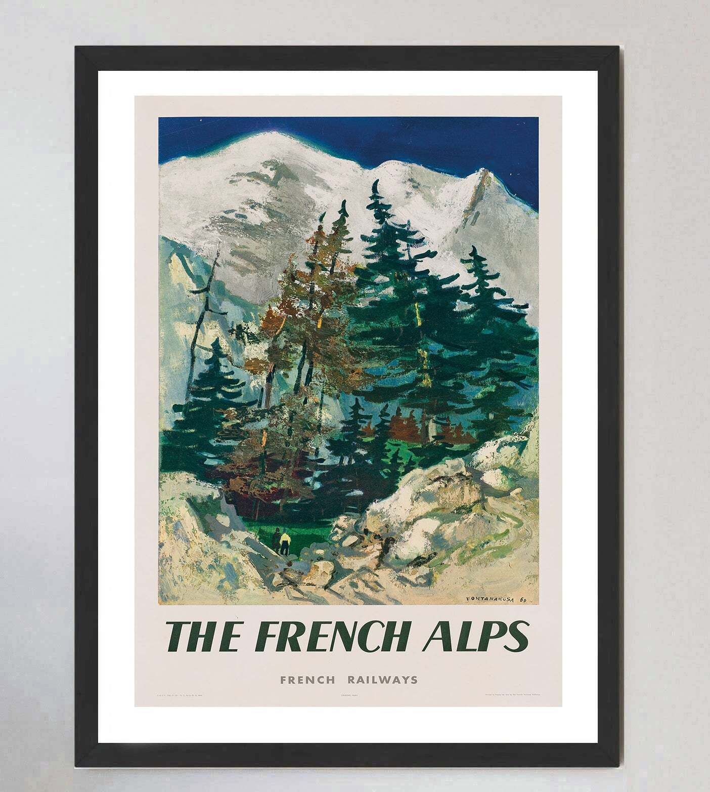 The French Alps, 1960s, Vintage Original Vintage Poster photo furniture