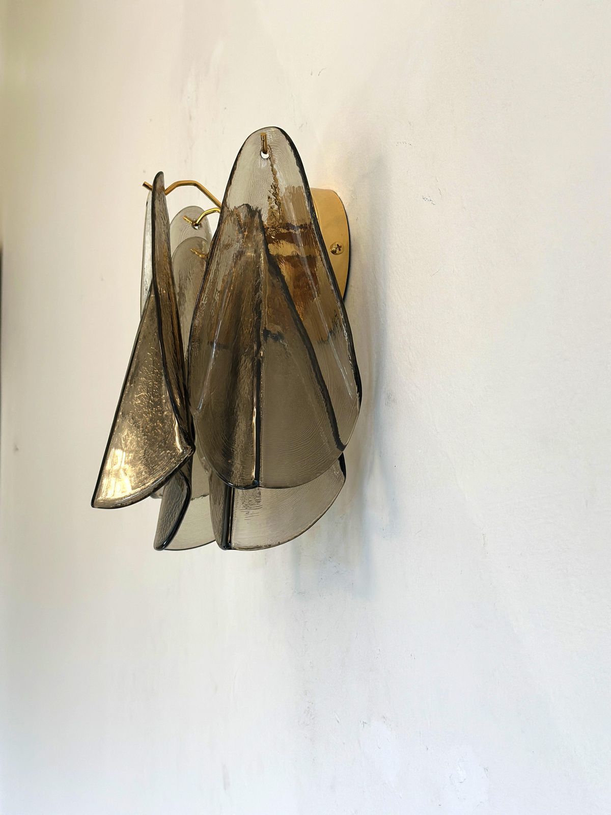 Contemporary Modern Smoked Fumè "Rondini" Murano Wall Sconces  Set Of Two photo buy