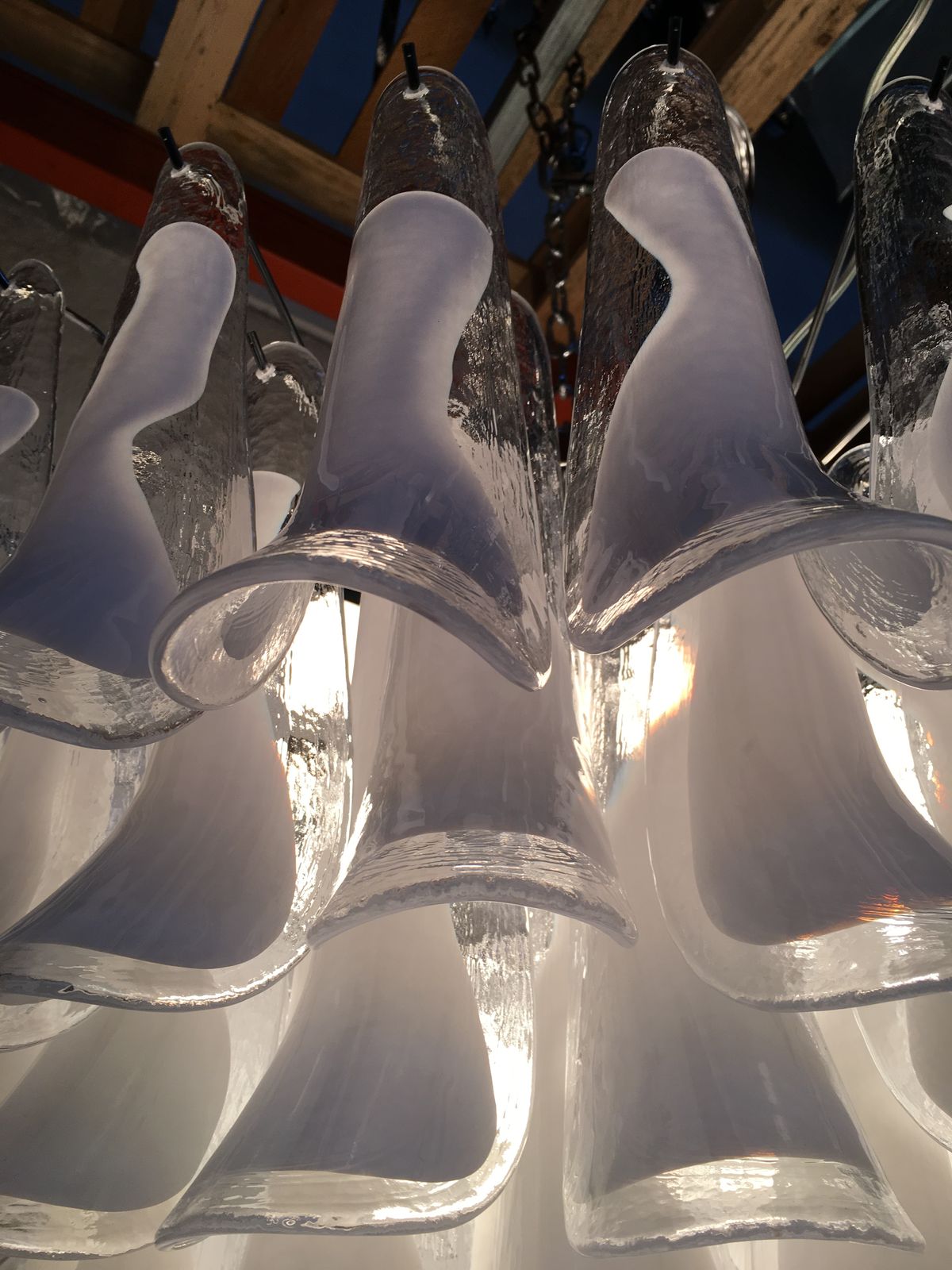 White And Transparent “Selle” Murano Glass Chandelier In Mazzega Style photo furniture