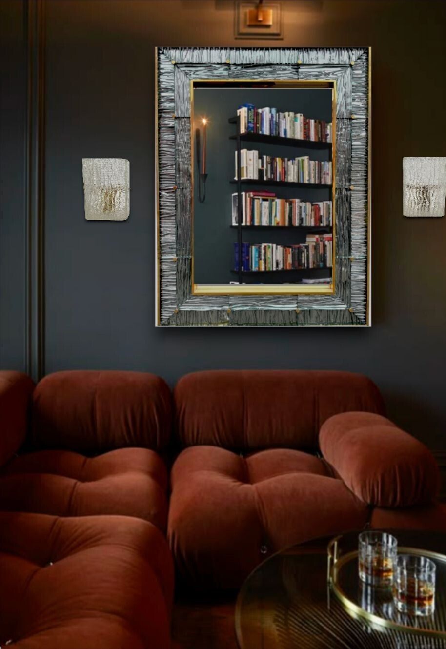 A Pair 1970s "Ice Glass" Murano Wall Sconces By German Lighting Company Rxb Leuchten photo furniture