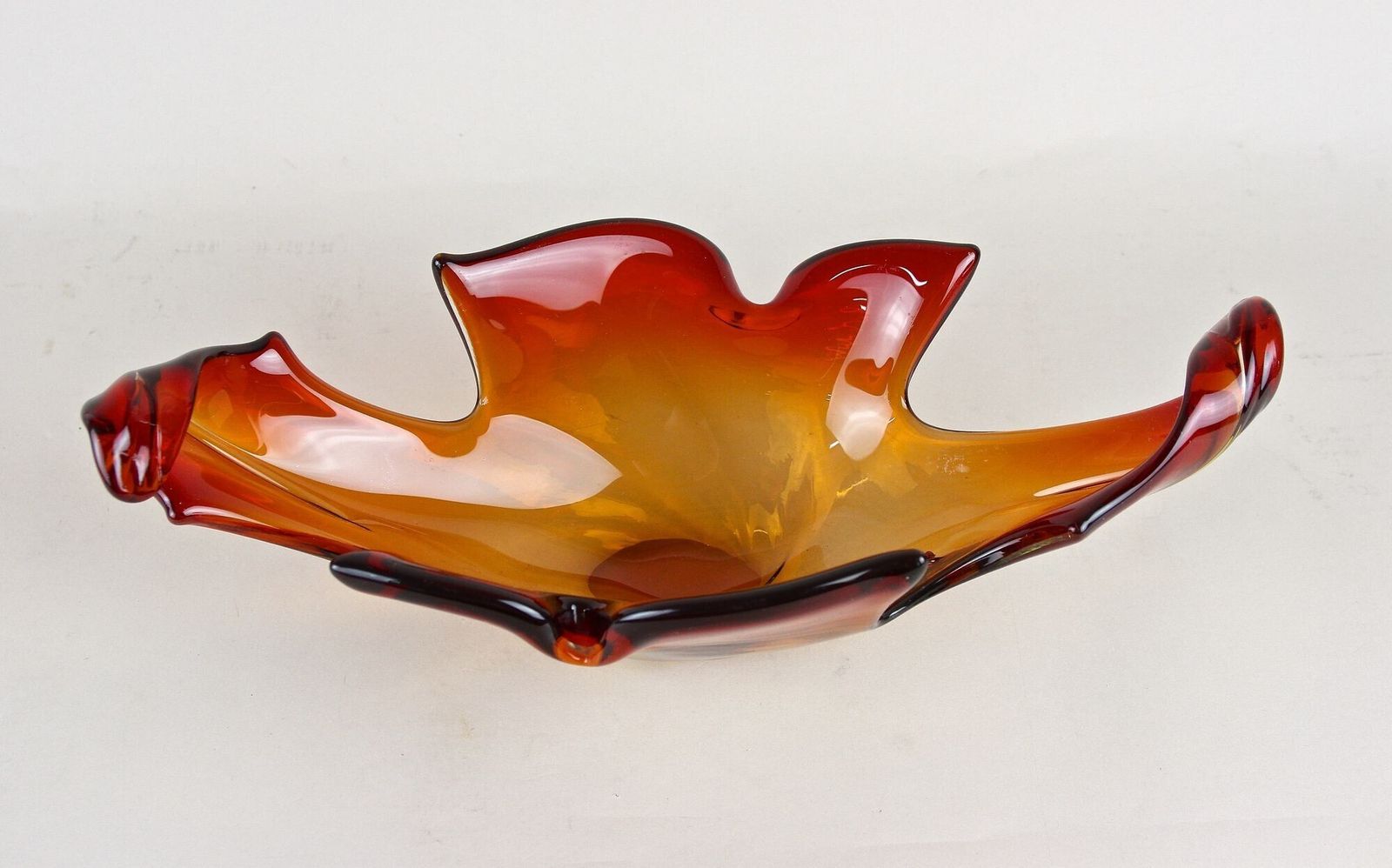 Mid Century Murano Glass Bowl   Amber/Orange/Red Tones, Italy, Circa 1960 photo for sale