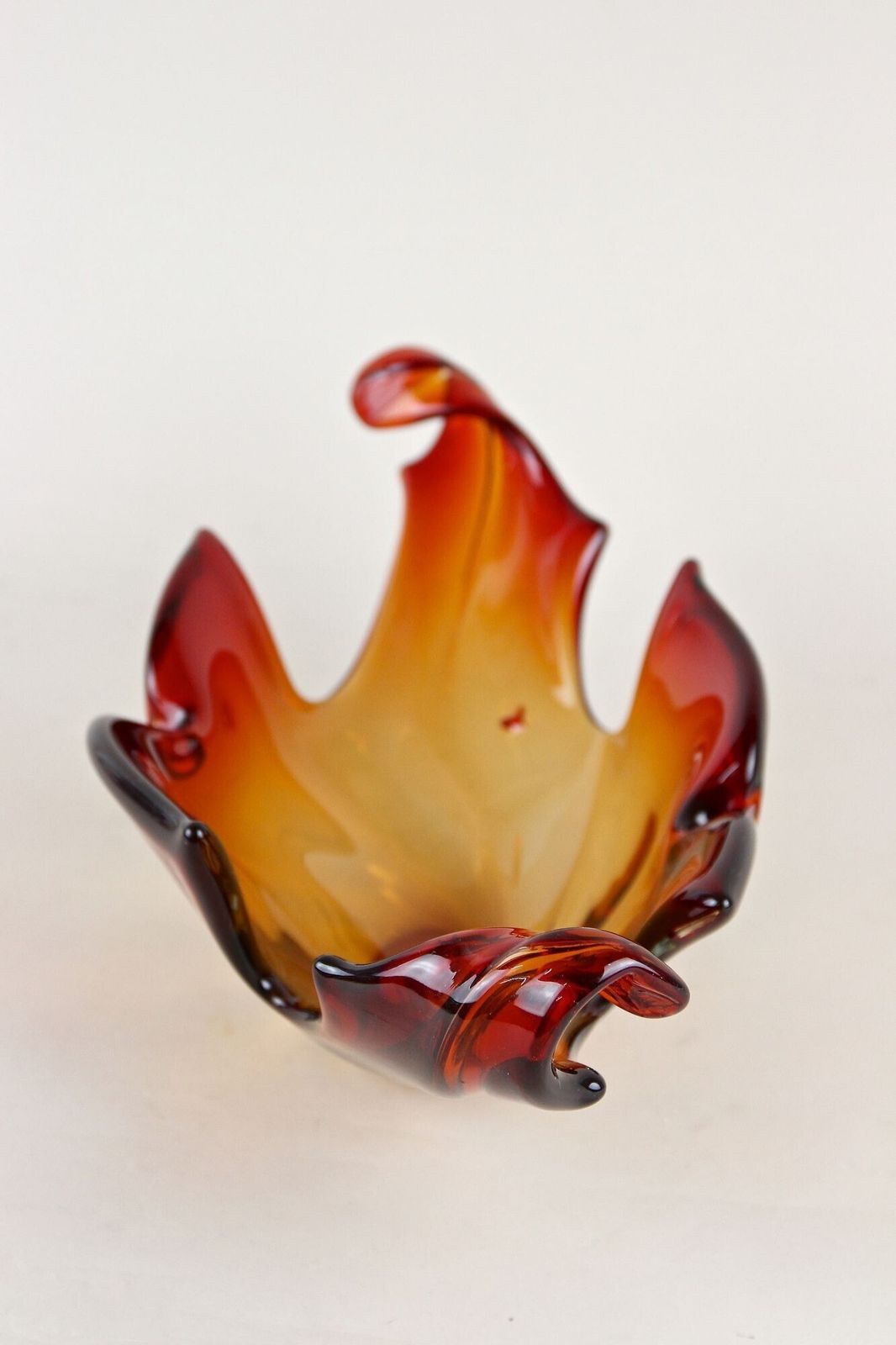 450.0 Mid Century Murano Glass Bowl   Amber/Orange/Red Tones, Italy, Circa 1960 photo