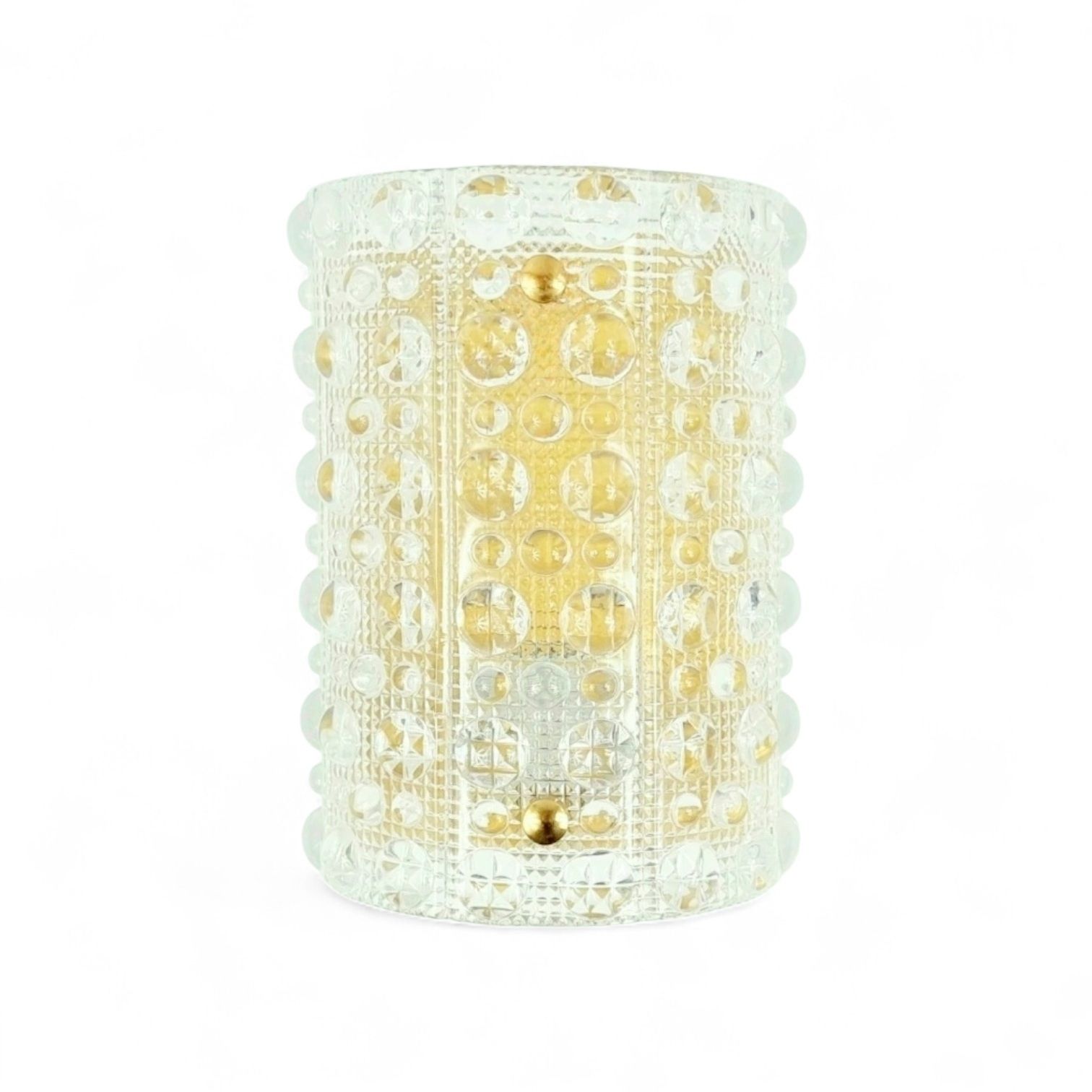 Mid Century Modern Scandinavian Glass & Brass Wall Lamp By Carl Fagerlund For Orrefors, Sweden, 1960s