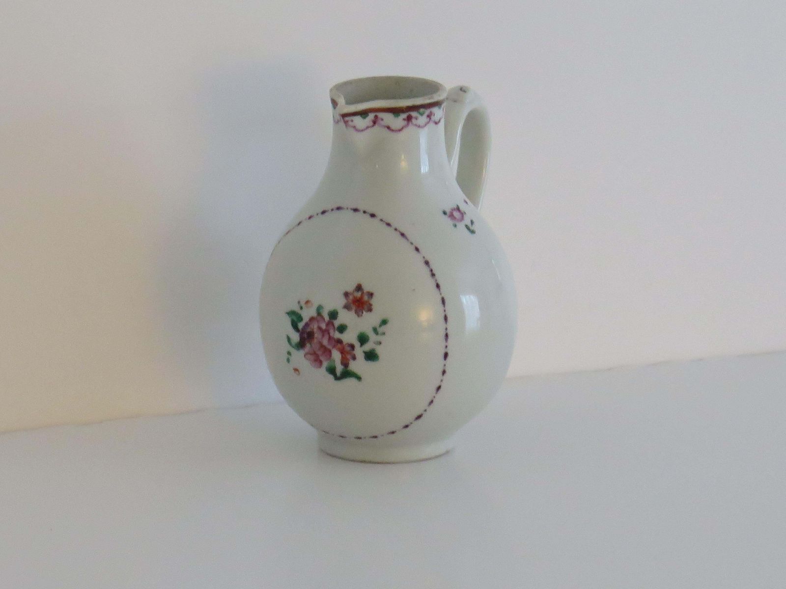 18thc Chinese Sparrow Beak Jug Porcelain Hand Painted Famille Rose, Ca 1775 photo Home Decor
