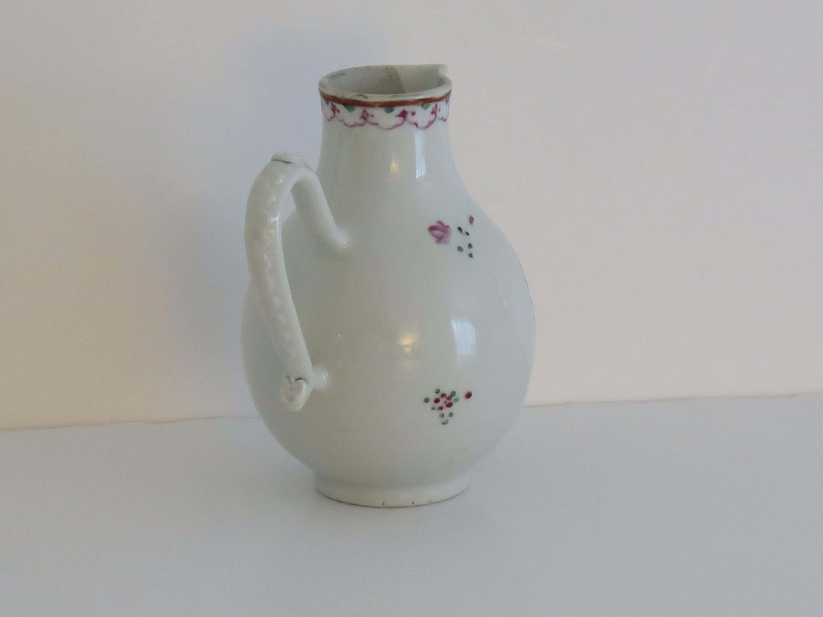 18thc Chinese Sparrow Beak Jug Porcelain Hand Painted Famille Rose, Ca 1775 photo buy