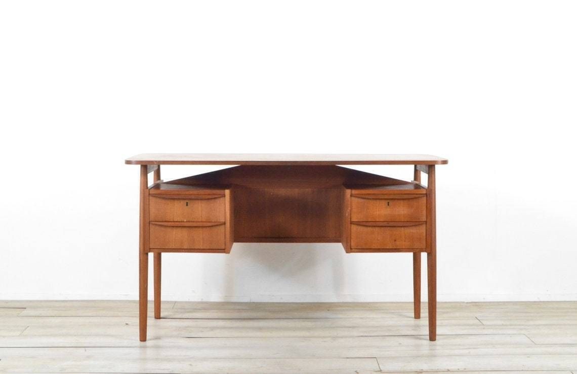 Midcentury Danish Teak Desk By Gunnar Nielsen For Tibergaard. Vintage / Modern / Retro.